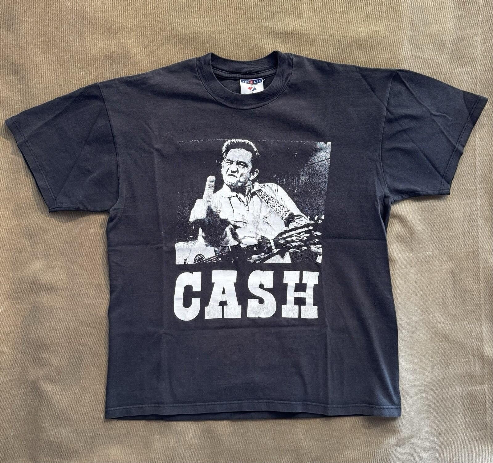 Vintage Vintage 90s Rare Original Johnny Cash Middle Finger Shirt M Size US M / EU 48-50 / 2 - 1 Thumbnail