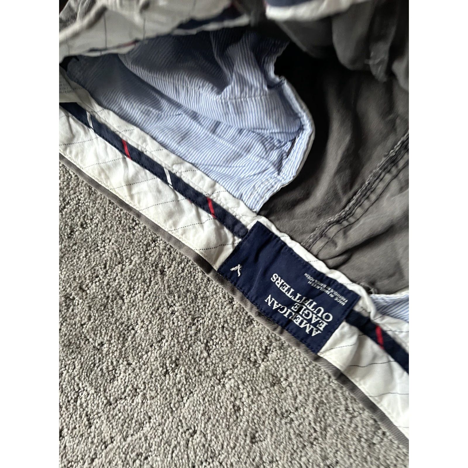 American Eagle Outfitters American Eagle Chino Pants Mens 36x28 Gray Solid Regular Fit Stretch Size US 36 / EU 52 - 5 Thumbnail