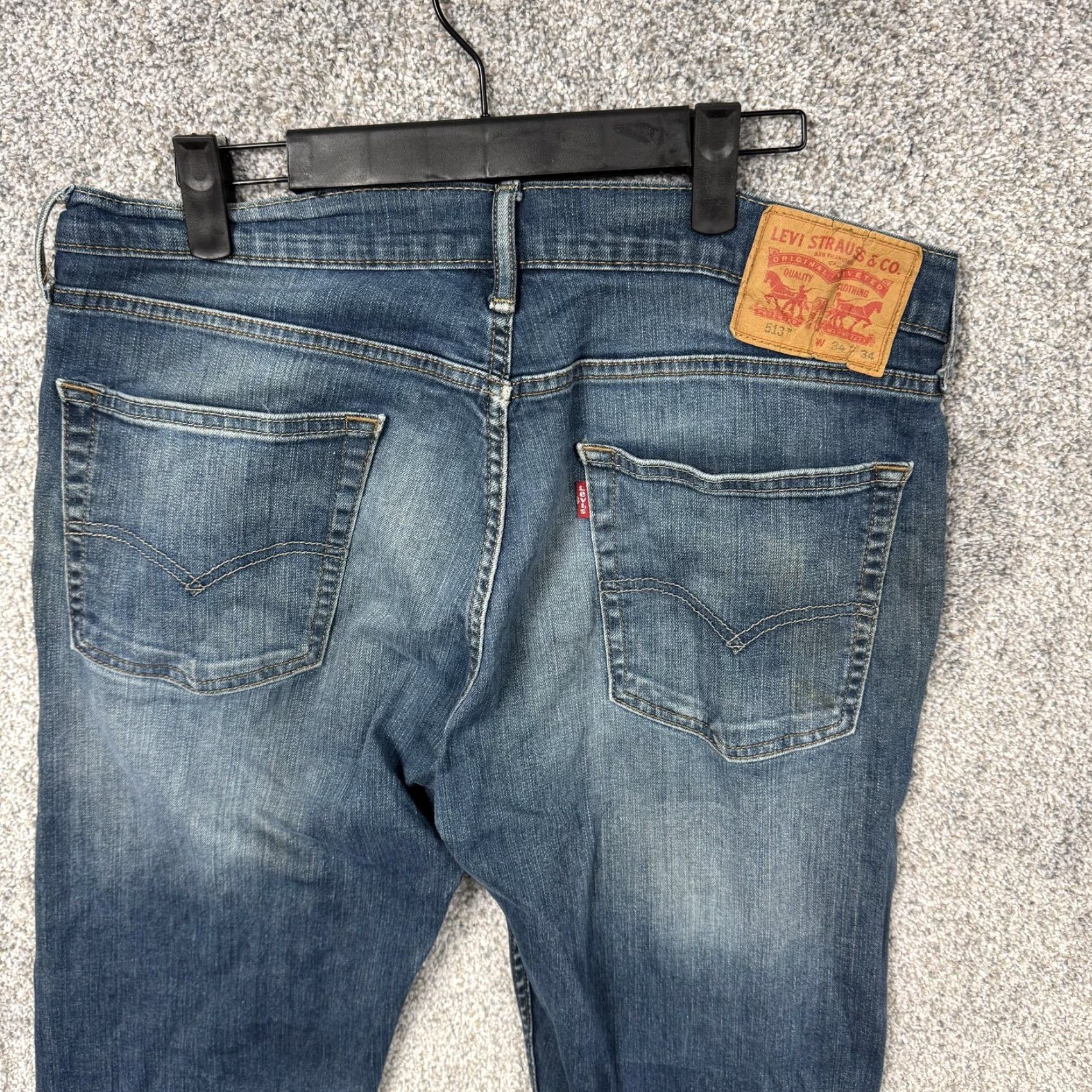 Levi's Levi's Jeans Mens 34x34 Blue Slim Straight Fit Stretch Denim Zip Fly Classic Straight Leg Size US 34 / EU 50 - 2 Thumbnail