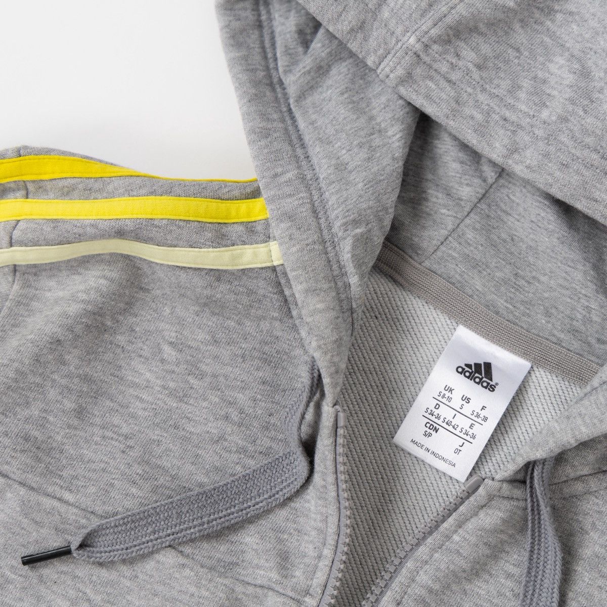 Adidas Adidas Performance Womens Gray Zip Hoodie 3-Stripes Yellow Size S / US 4 / IT 40 - 6 Thumbnail