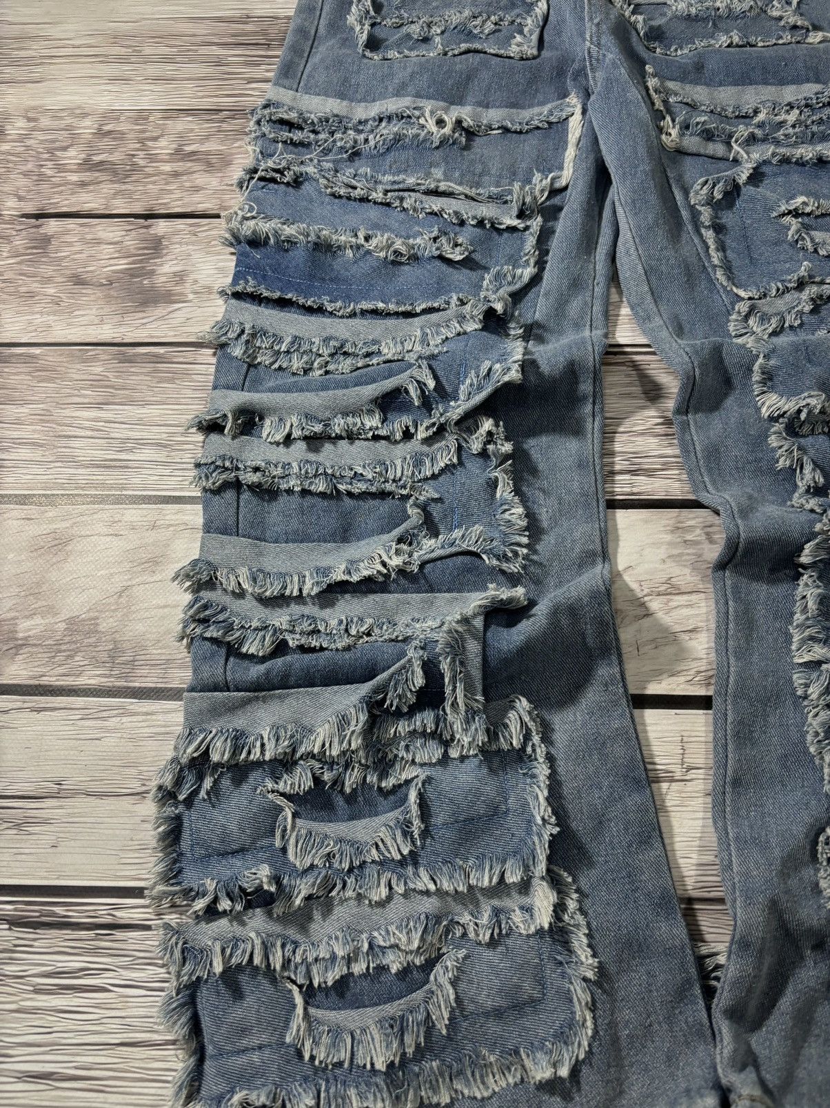 ❤️0OPIUM BALENCIAGA DISTRESSED WASHED BONDAGE BAGGY JEANS