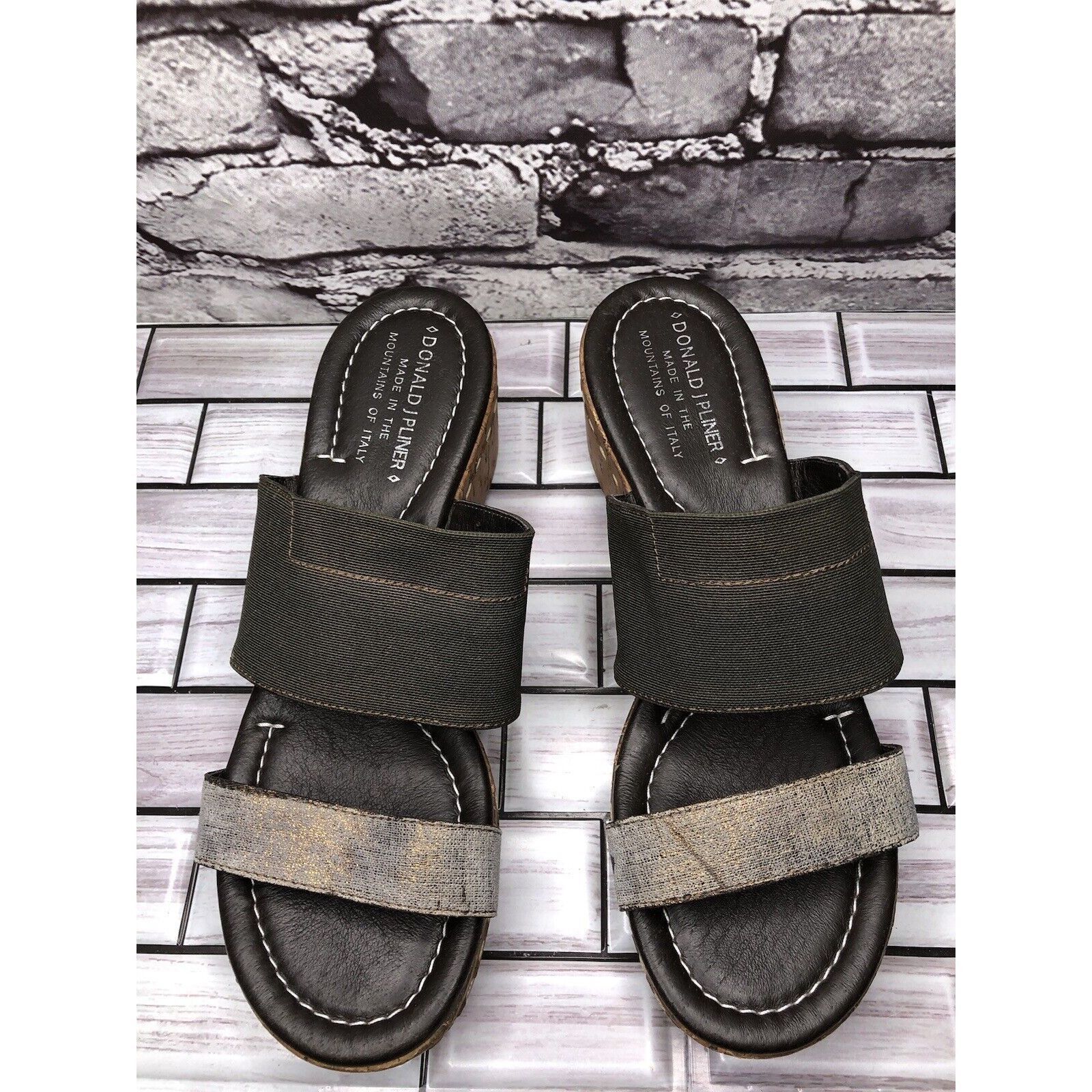 Donald Pliner Donald Pliner Shera Copper Metallic Straps Cork Wedge Sandal Size US 7.5 / IT 37.5 - 8 Thumbnail
