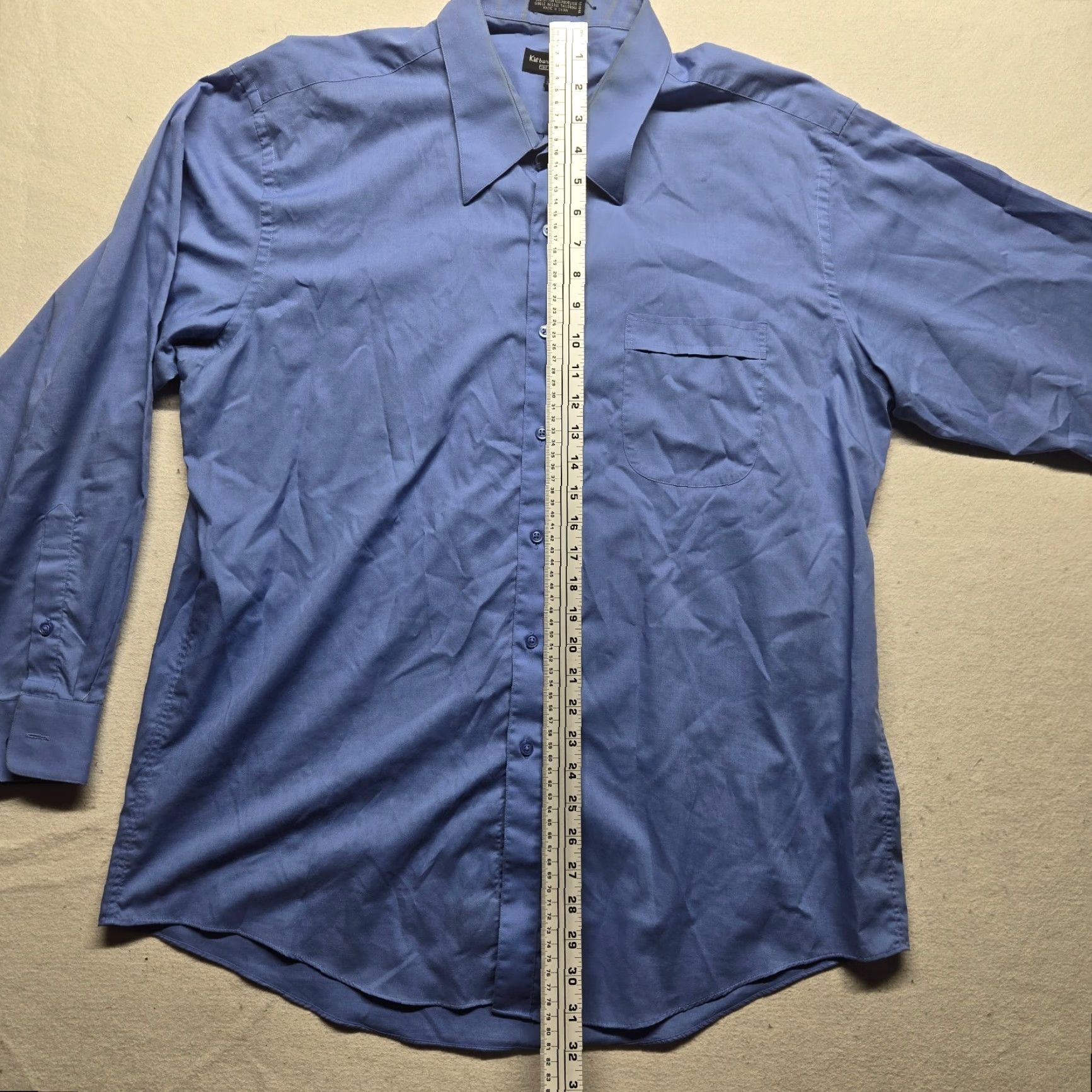 Vintage Kilburne and Finch Dress Shirt Men 17.5 Blue Long Sleeve Button Up Size 46R - 6 Thumbnail
