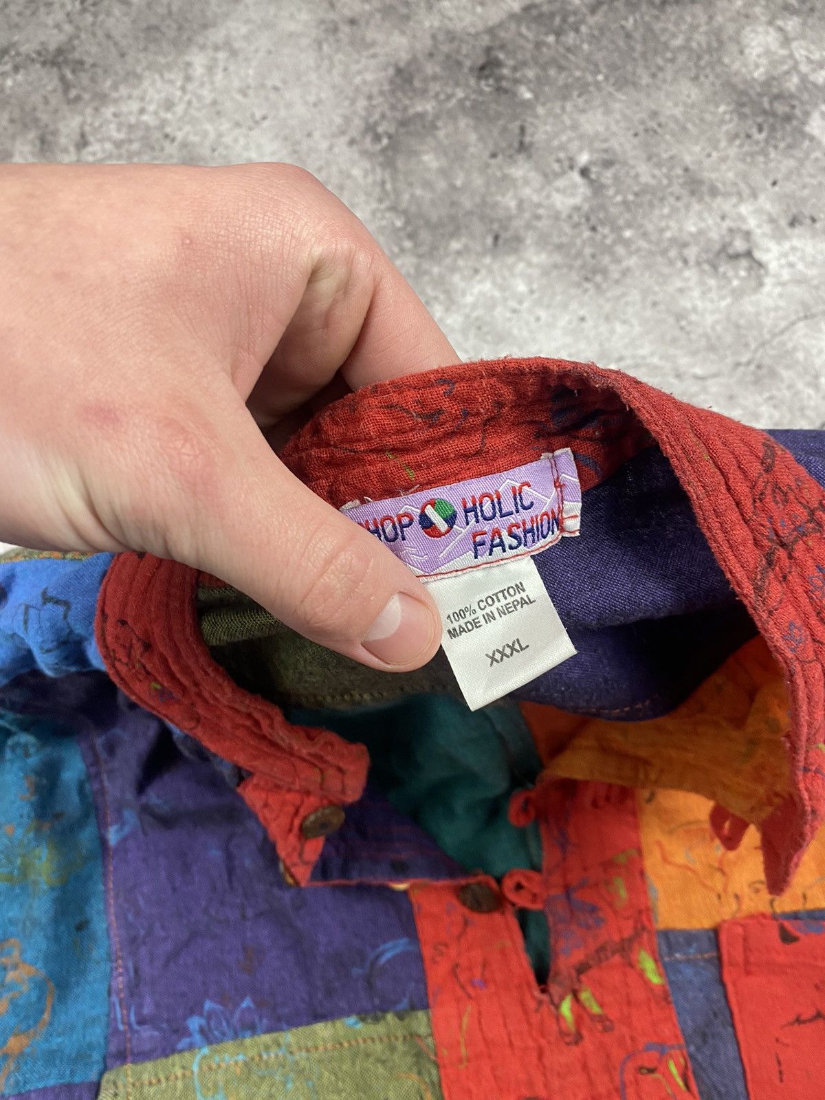 Handmade × Japanese Brand Vintage 90s Nepal Handmade Painted TieDye Long Sleeves Shirt Size 3XL / US 20-22 - 4 Thumbnail