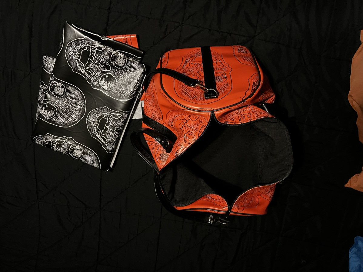 Other Orange/Black Skull Leather Duffel Bag Size ONE SIZE - 10 Thumbnail