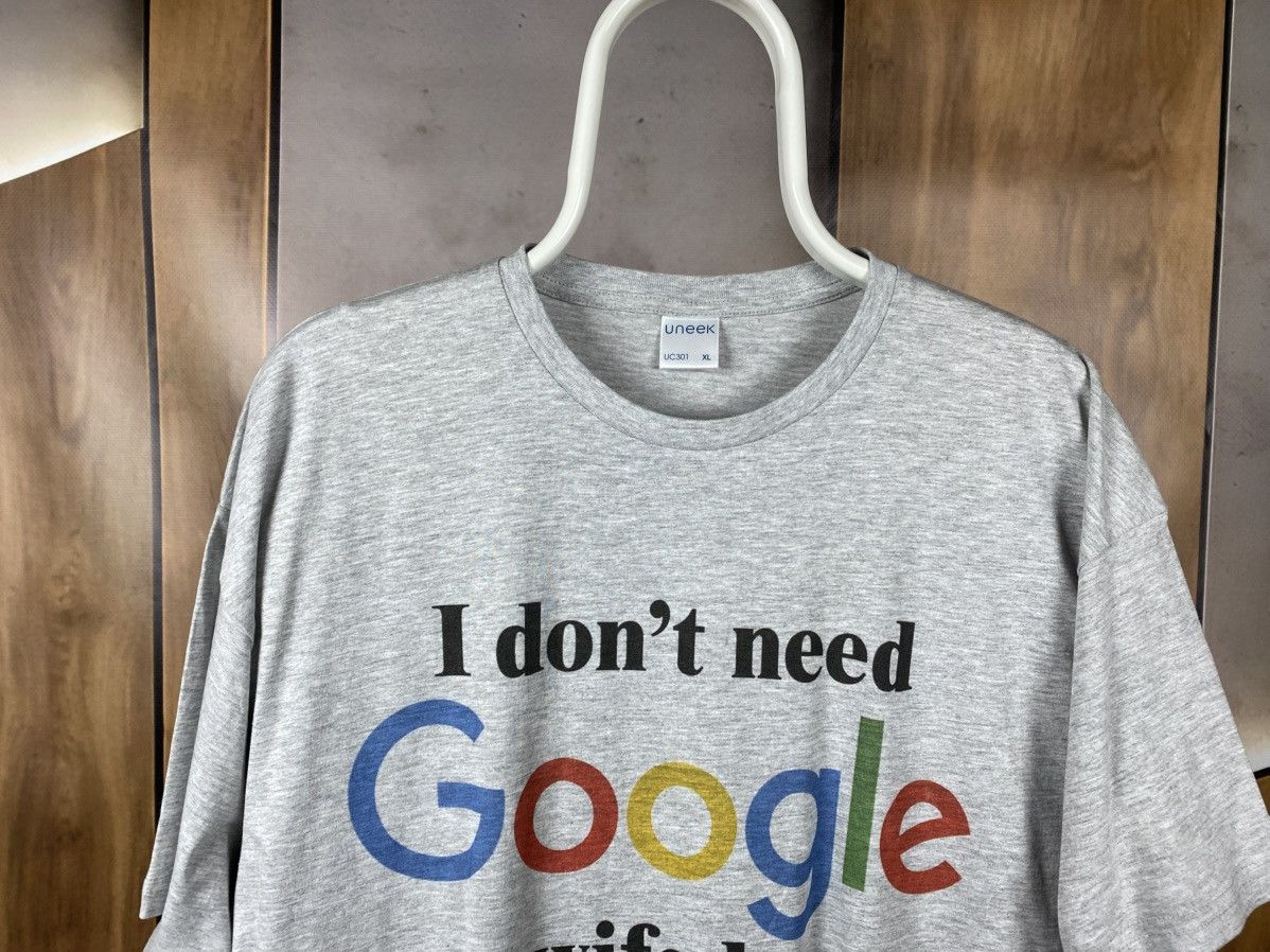 Vintage 🛜Vintage Humor T-Shirt I Don’t Need Google My Wife Knows 🛜 Size US XL / EU 56 / 4 - 4 Thumbnail