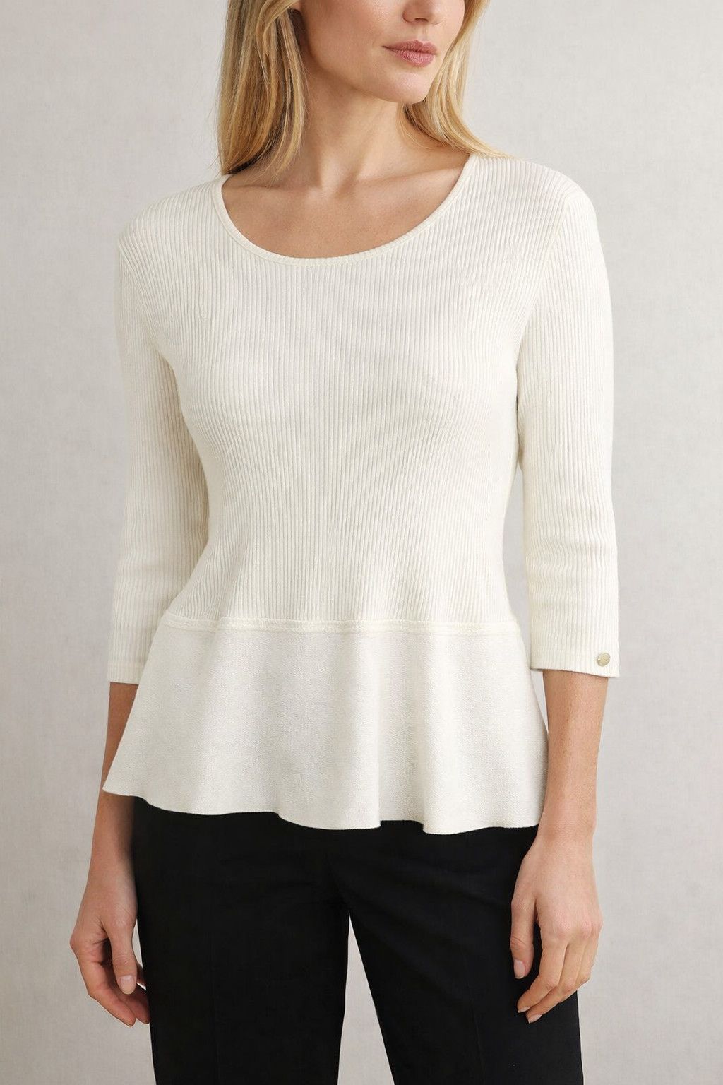 Other Falconeri Ribbed Knit Peplum Top 3/4 Sleeve Luxury Size M / US 6-8 / IT 42-44 - 1 Thumbnail