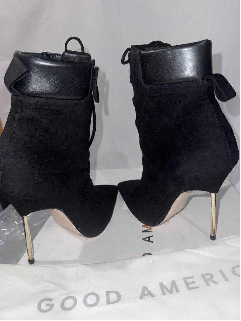 Good American Good American Shoes 7.5 Black Suede Booties Stiletto Heel Size US 7.5 / IT 37.5 - 7 Thumbnail