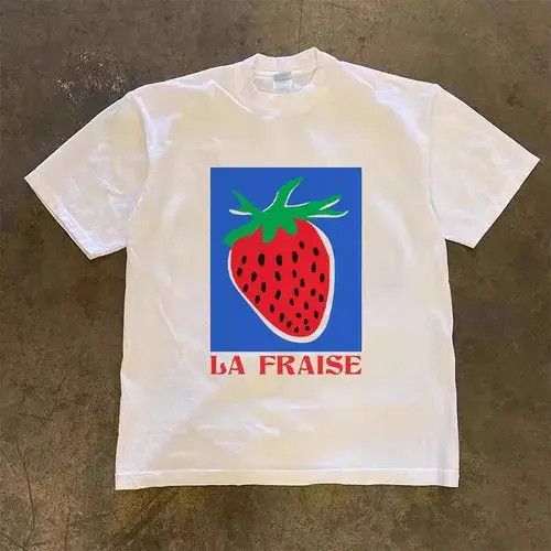 VIBE Hip Hop Minimalist Strawberry Print Short Sleeve T-Shirt Size US S / EU 44-46 / 1 - 1 Thumbnail