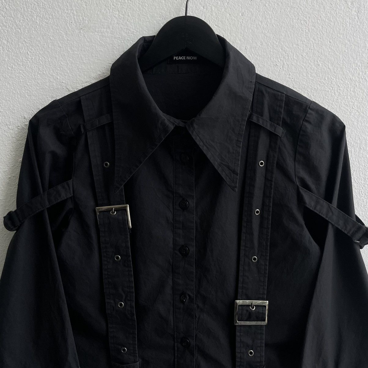 If Six Was Nine Vintage Black Peace Now Punk Bondage Parachute Shirts Size M / US 6-8 / IT 42-44 - 5 Thumbnail