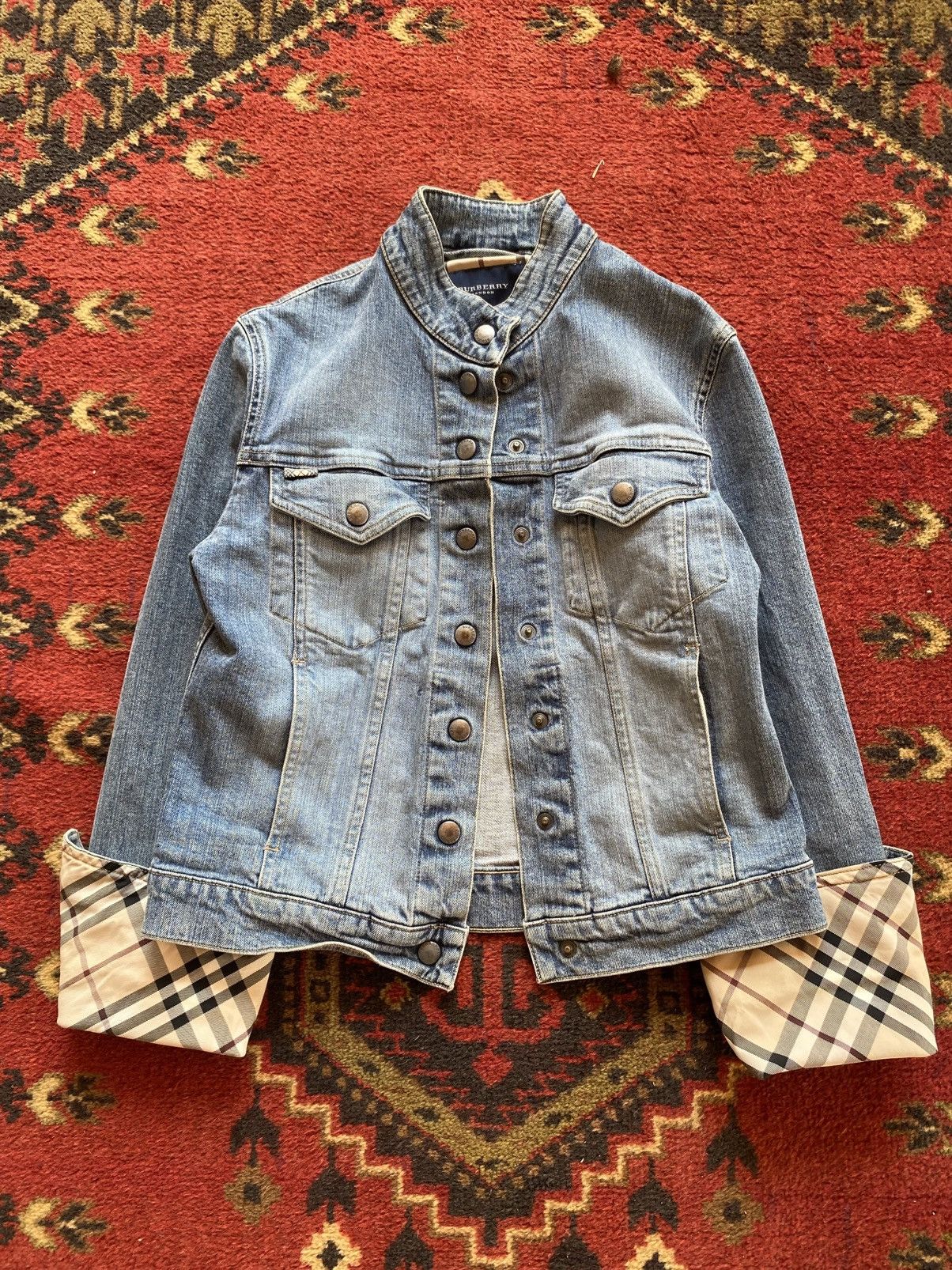 Burberry London Luxury Denim Jacket with Vintage Check