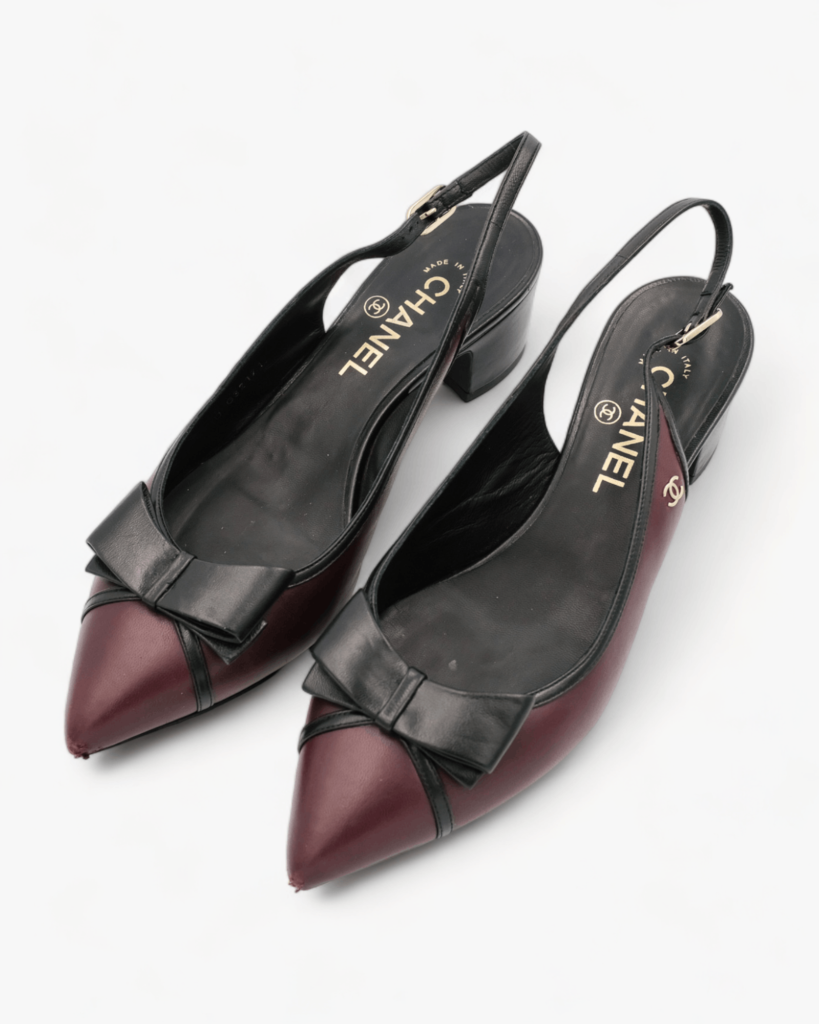 Chanel Chanel black and burgundy slingbacks 39 Size US 8 / IT 38 - 2 Thumbnail