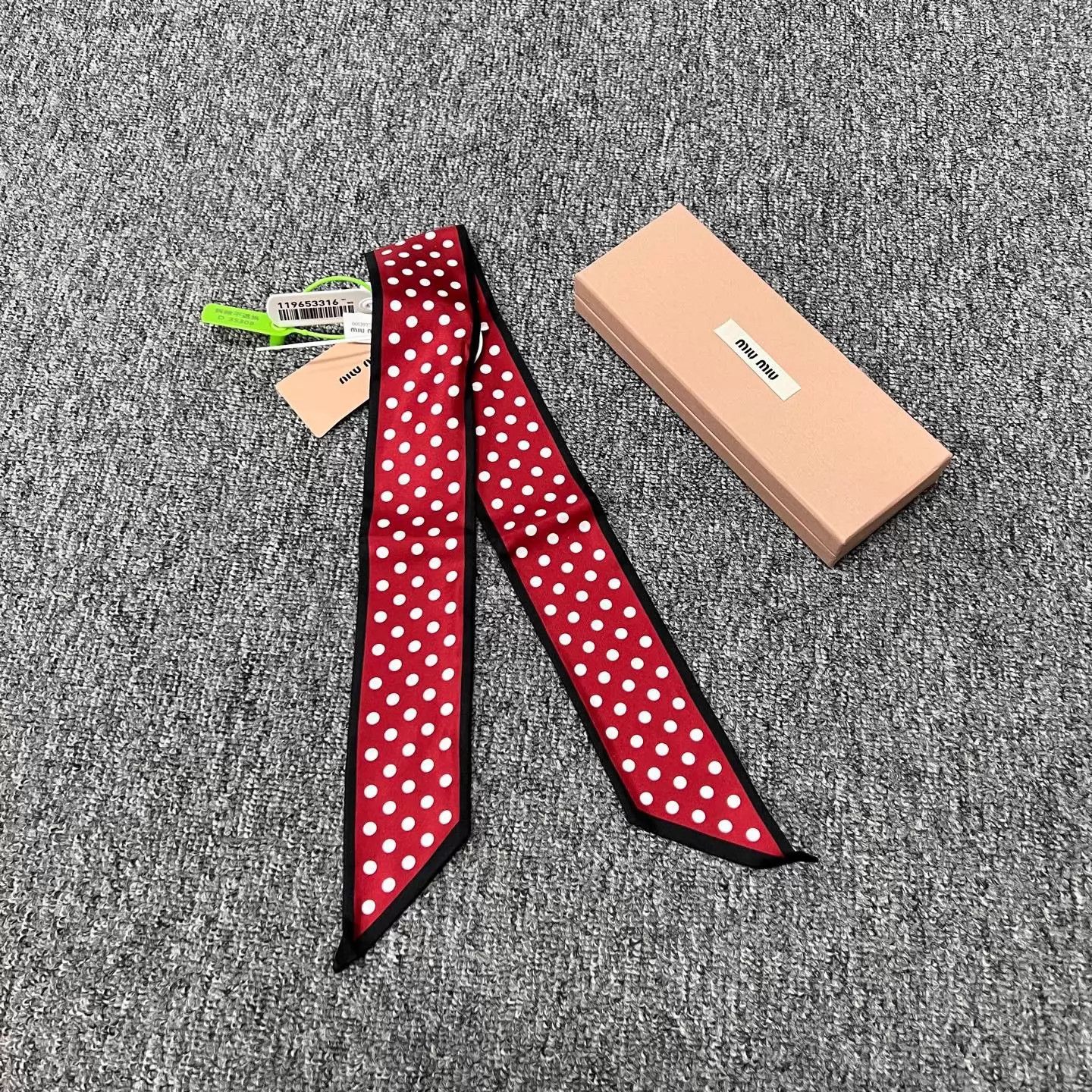 Miu Miu MIU MIU Polka Dot Logo Twilly Scarf New w/Tags Size ONE SIZE - 2 Thumbnail