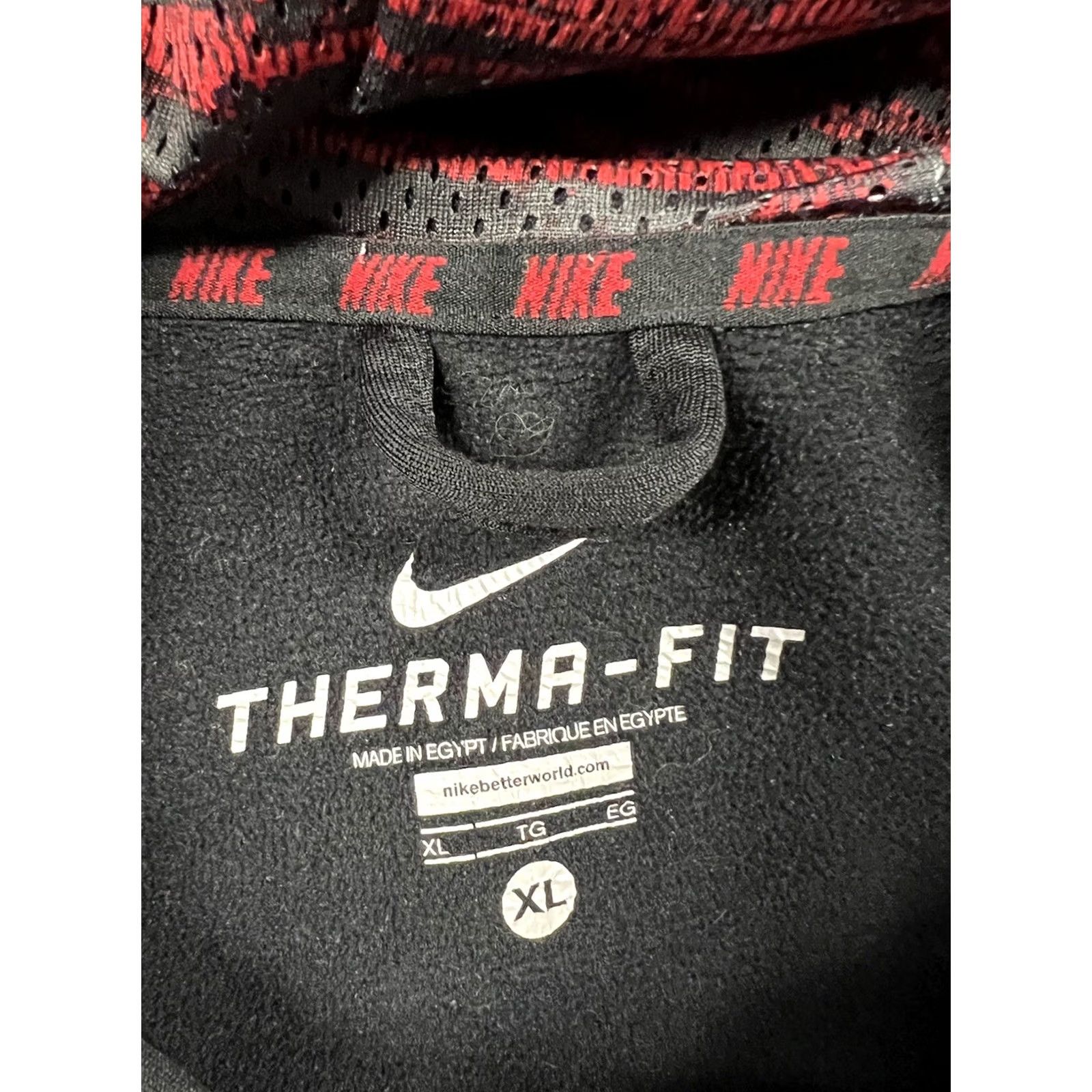 Nike Nike Thermafit Hoodie XL Men Black Red Pockets Pullover Sweatshirt Gym Basketball Size US XL / EU 56 / 4 - 6 Thumbnail