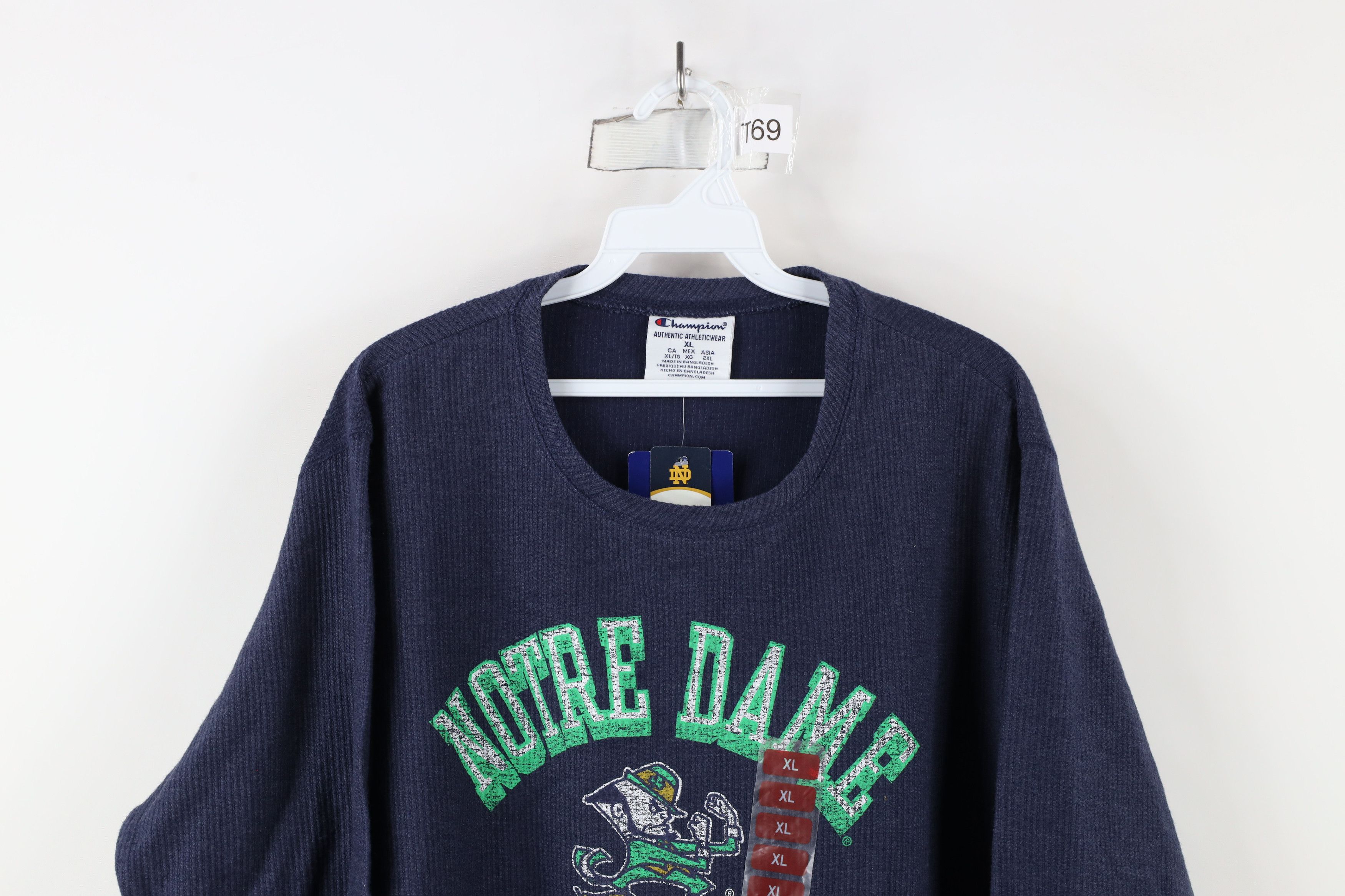 Champion × Vintage Deadstock Vintage Champion University Ribbed Knit T-Shirt Size US XL / EU 56 / 4 - 2 Thumbnail