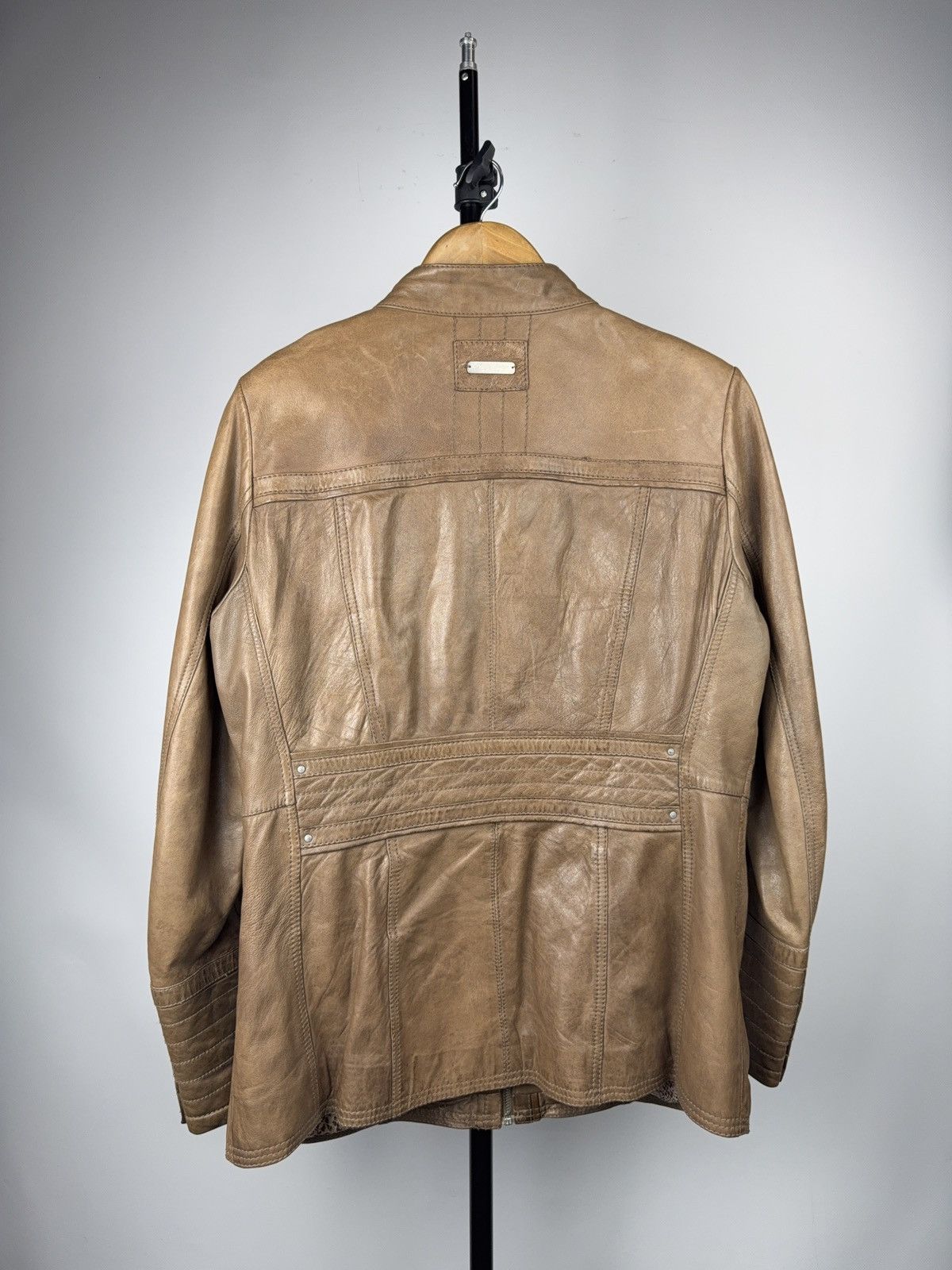 Genuine Leather Vintage 00s Avant Garde Brown Leather Biker Moto Jacket Size M / US 6-8 / IT 42-44 - 12 Thumbnail