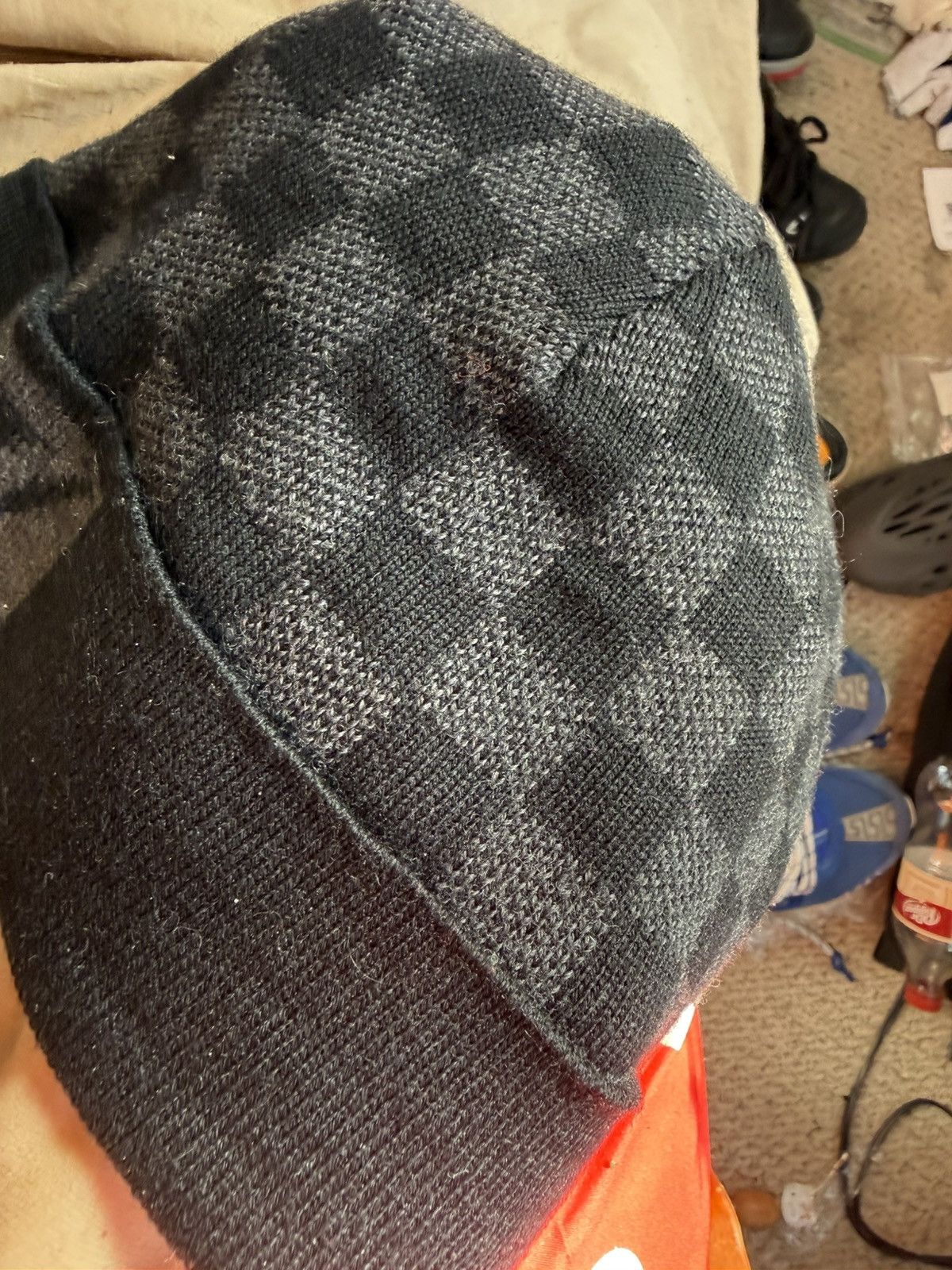 Louis Vuitton Louis Vuitton Beanie Damier Wool Black OS Size ONE SIZE - 7 Thumbnail