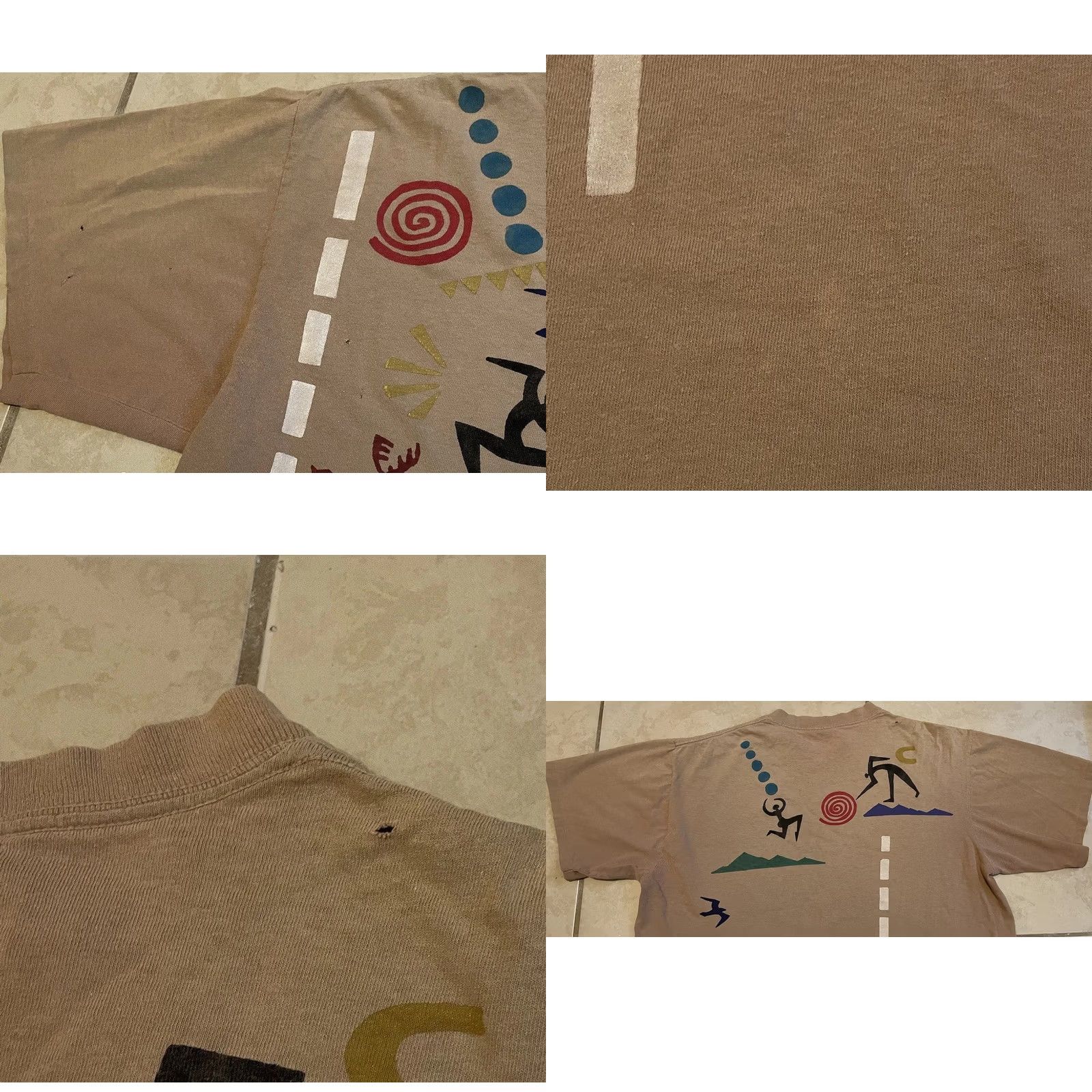 Native VINTAGE 90s Abstract Art Faded Distressed AOP Shirt L Brown Men Short Sleeve T-Shirt Grunge Beach Sun Palm Trees USA USA Sun Beach 80s 90s Size US L / EU 52-54 / 3 - 9 Thumbnail