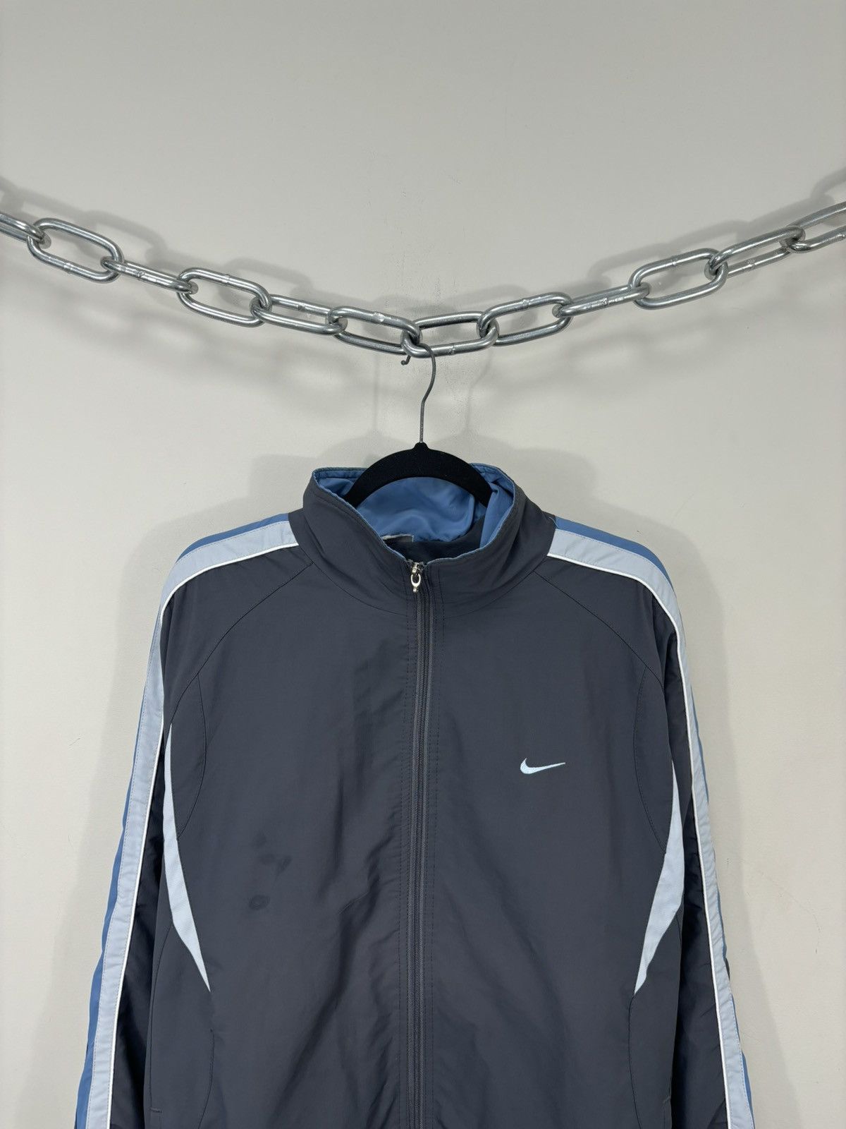 Nike Vintage Nike Y2K Retro Swoosh Gray Full Zip Track Jacket Size US XL / EU 56 / 4 - 4 Thumbnail