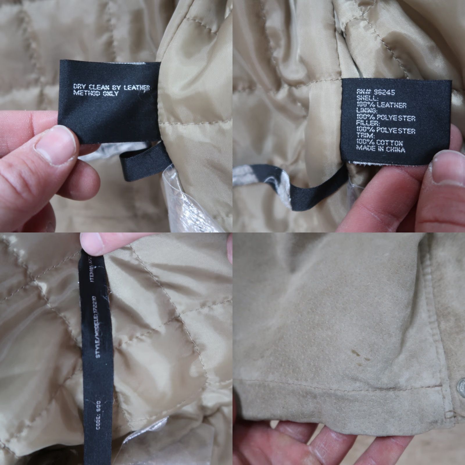 Vintage EMC Sueded Leather Full Zip Jacket Coat Mens Large Beige Insulated Softshell Lined Size US L / EU 52-54 / 3 - 8 Thumbnail
