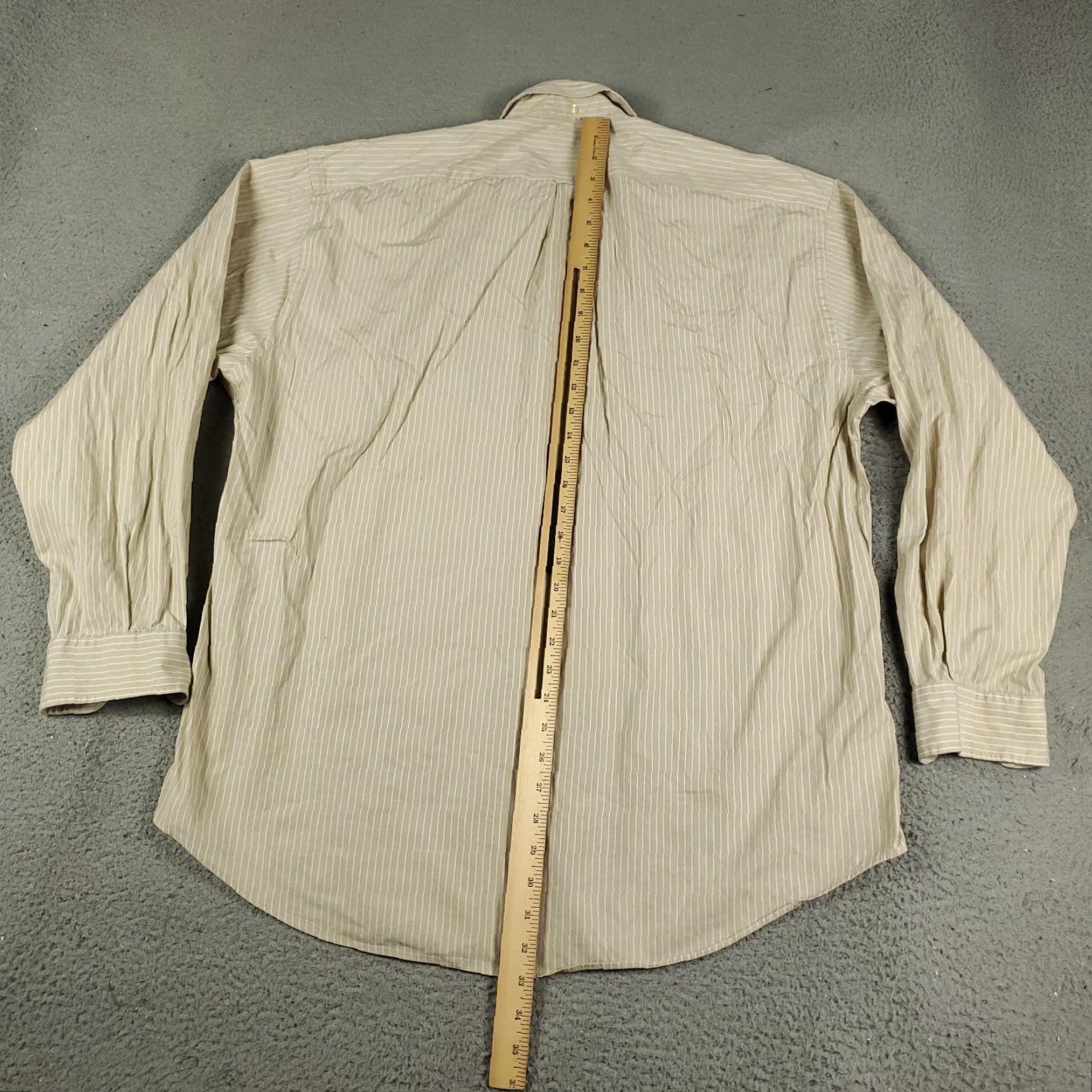 Faconnable VINTAGE Façonnable Shirt Mens Size Large Beige Striped Button-Up Long Sleeve Casual Business Formal Size US L / EU 52-54 / 3 - 4 Thumbnail
