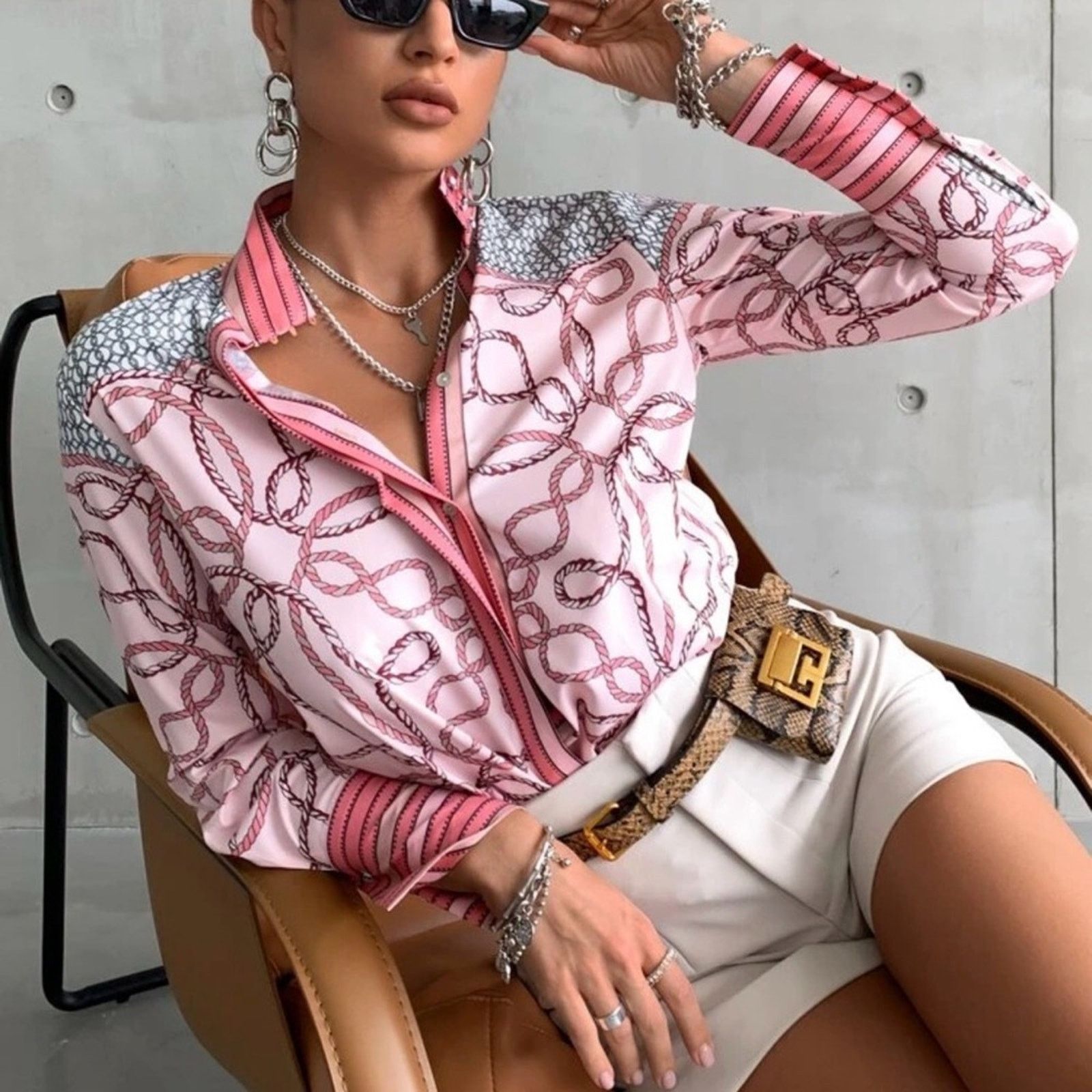 Other New Y2K Stylish Pink Patterned Women's Top Size S / US 4 / IT 40 - 1 Thumbnail