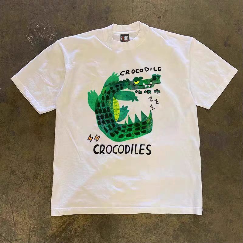 Japanese Brand White casual retro crocodile print t-shirt Size US M / EU 48-50 / 2 - 1 Thumbnail
