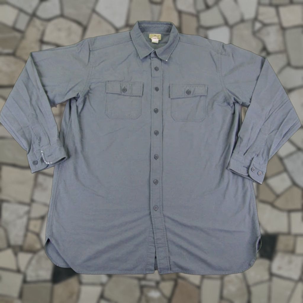 Vintage VINTAGE LL Bean Shirt Mens Extra Large Tall Blue Button Up Twill Workwear Outdoors Size US XL / EU 56 / 4 - 1 Thumbnail