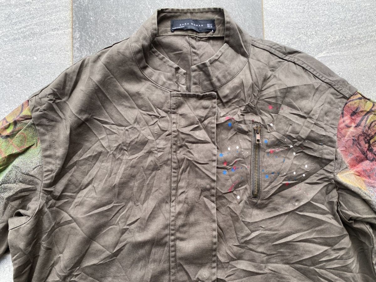 Zara Zara Khaki Green Graffiti Light Jacket Size M / US 6-8 / IT 42-44 - 8 Thumbnail