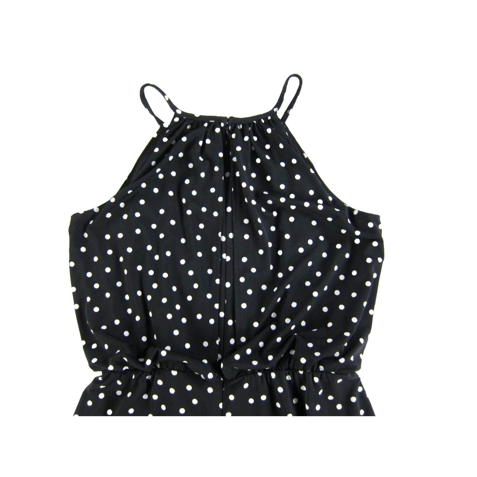 Vintage London Times Black White Polka Dot Capri Jumpsuit Sleeveless 4P Petite Women Pockets Stretch Coral? Size 27" / US 4 / IT 40 - 6 Thumbnail