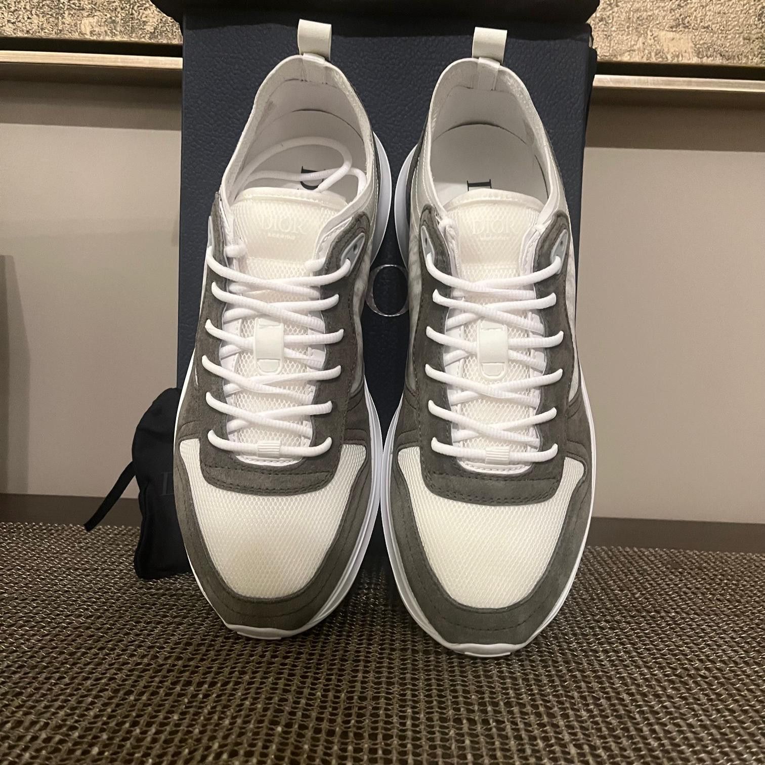 Dior o1rshd1 B25 Runner Suede Oblique Mesh Sneakers White/Green Size US 11 / EU 44 - 12 Thumbnail