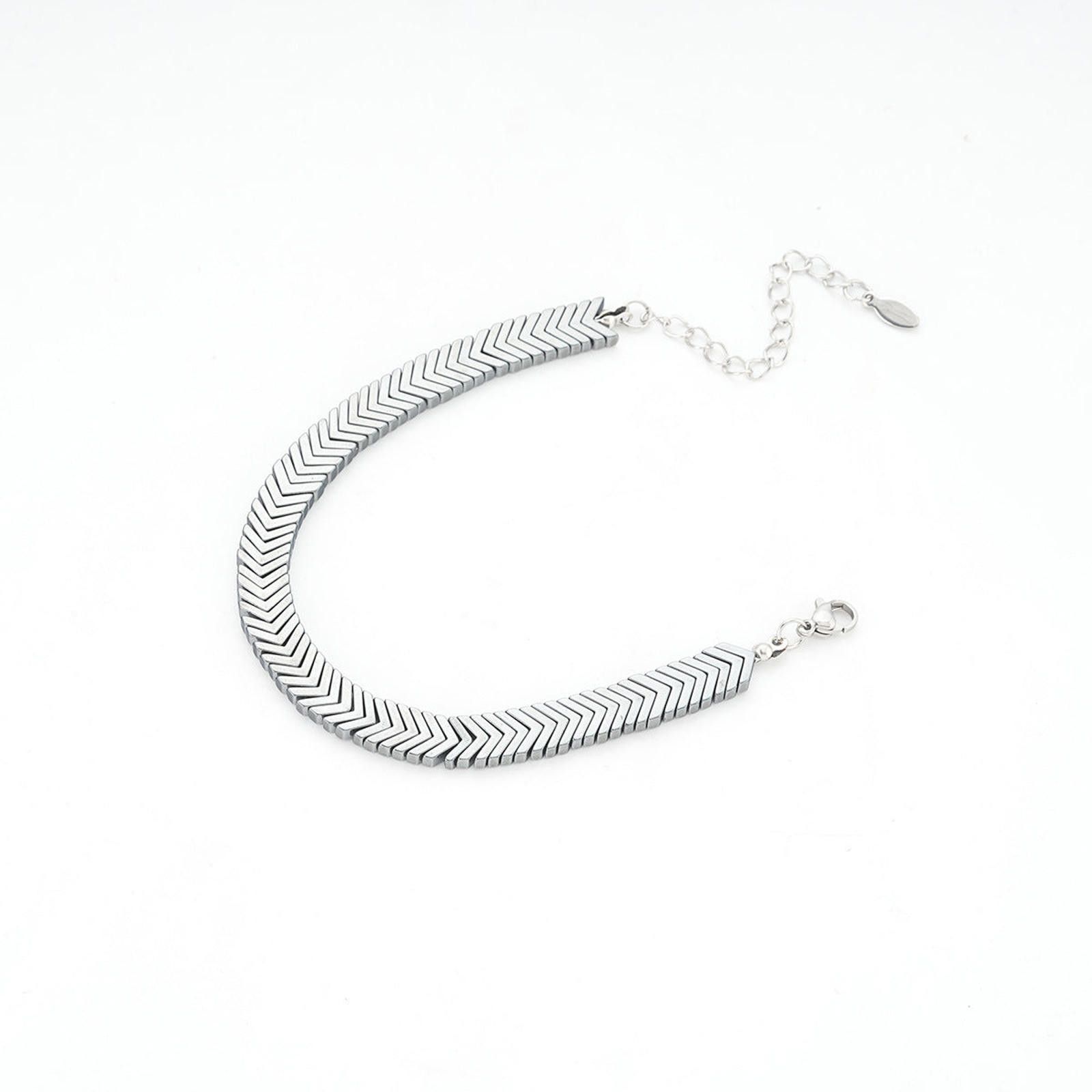 Jewelry Black Chevron Link Chain Bracelet, Adjustable Men's Bracelet Size ONE SIZE - 5 Thumbnail