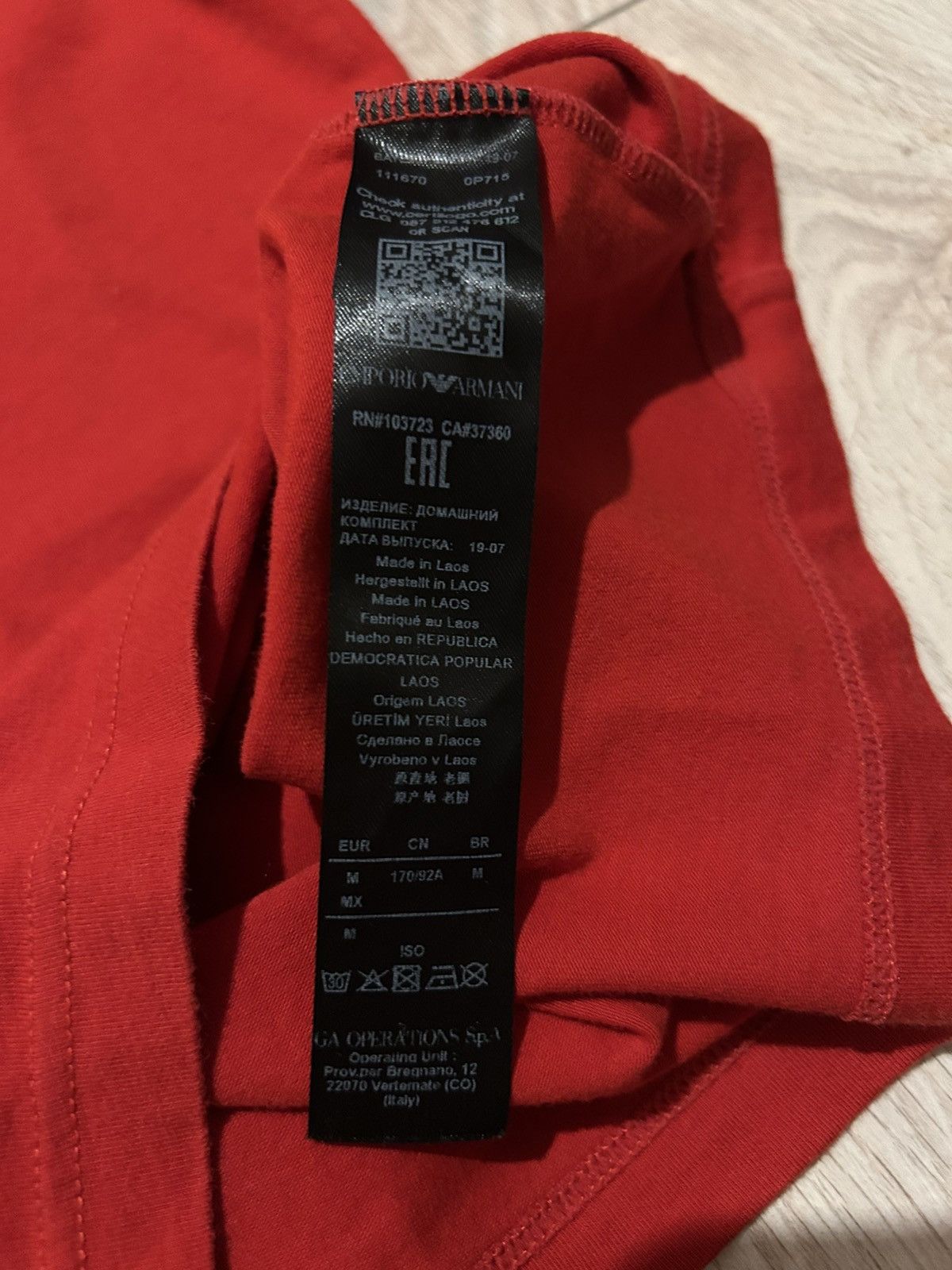 Giorgio Armani Emporio Armani Underwear basic red tee Size M / US 6-8 / IT 42-44 - 5 Thumbnail