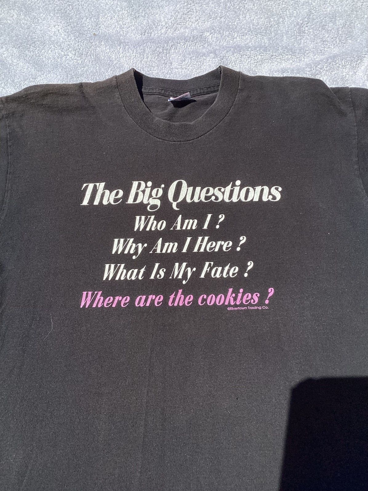 Fruit Of The Loom Vtg big question where are the cookies funny 90s sayings tee Size US L / EU 52-54 / 3 - 2 Thumbnail