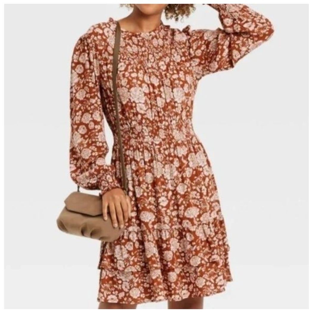 Other NWT Knox Rose Cave Long Sleeve Smocked Peasant Dress Rust Br Size XXL / US 16-18 / IT 52-54 - 1 Thumbnail