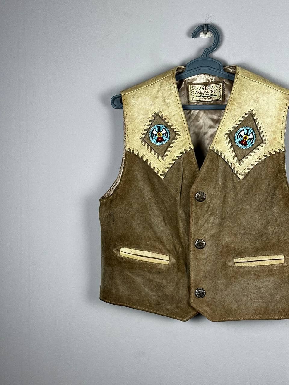Vintage Vintage Redskins USA Western Cowboy Leather Vest Size US L / EU 52-54 / 3 - 2 Thumbnail