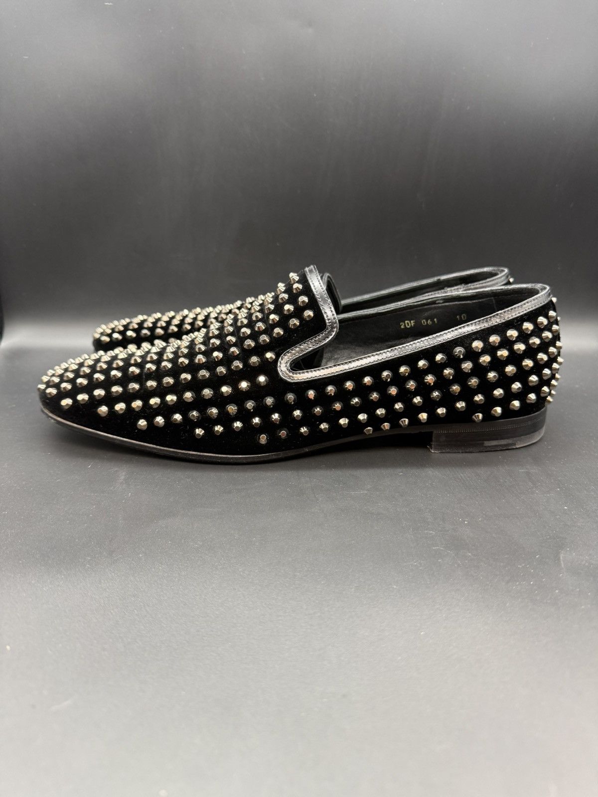 Prada PRADA Velluto Stud Smoking Loafer Black Velvet-Silver Studs Size US 11 / EU 44 - 5 Thumbnail