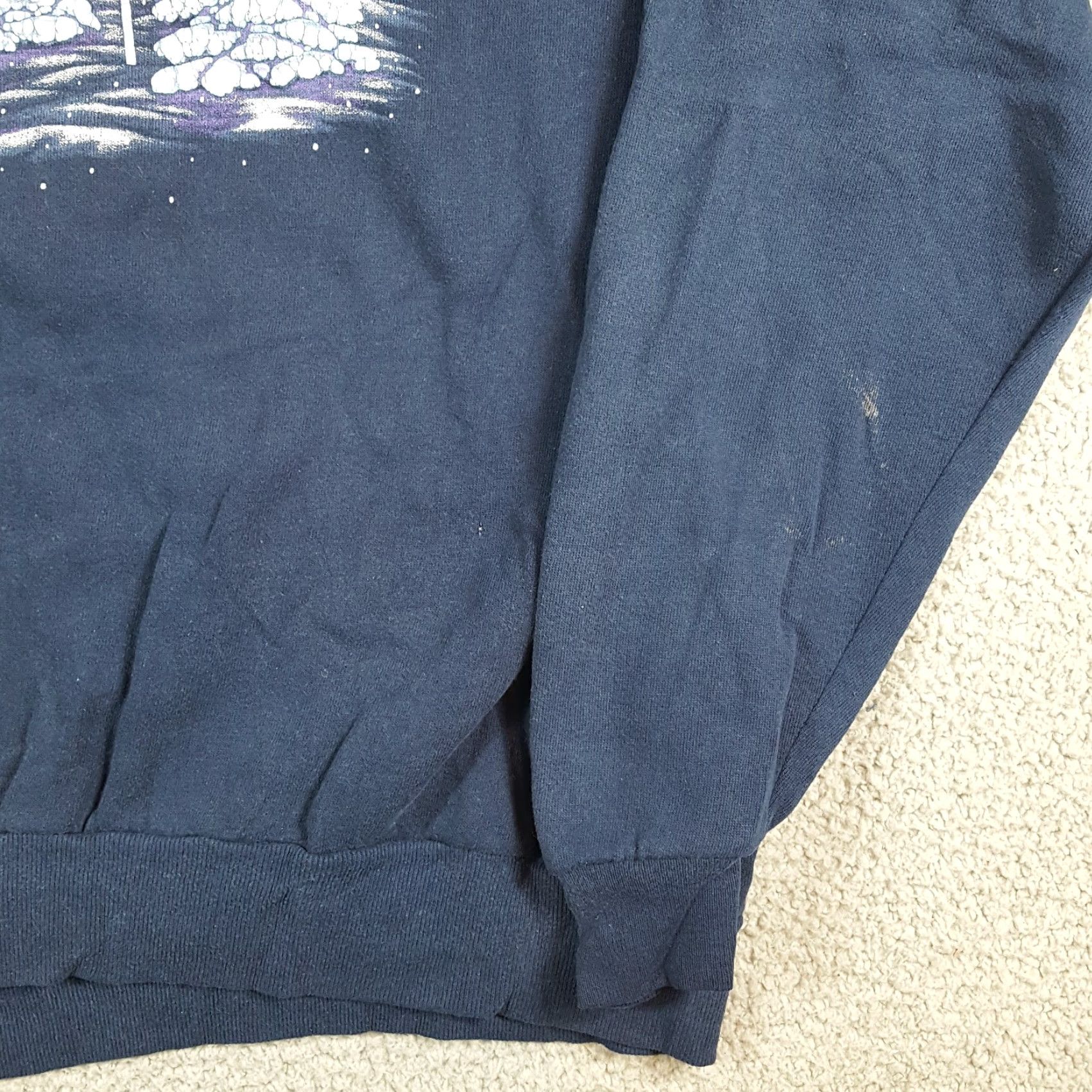 Etro VINTAGE Day Break Snowy Christmas Tree Fleece Sweatshirt Crewneck 3XL Women Blue Pullover 90s Christmas Holiday Retro Shirt Size XXL / US 16-18 / IT 52-54 - 4 Thumbnail