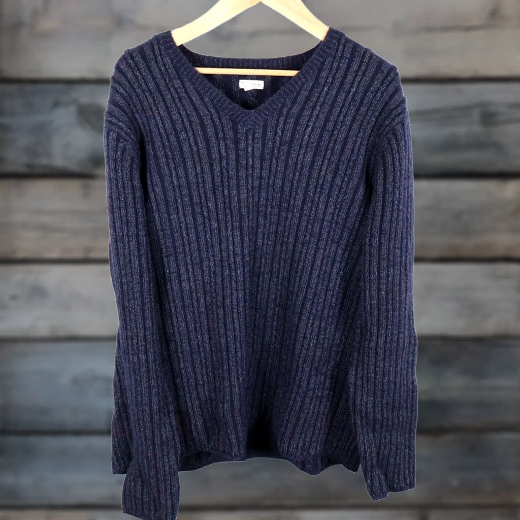 Tommy Hilfiger Lambs Wool Silk Sweater Men's XL Dark Blue V-Neck Heavyweight Knit Pullover Tommy Hilfiger Women? Size US XL / EU 56 / 4 - 1 Thumbnail