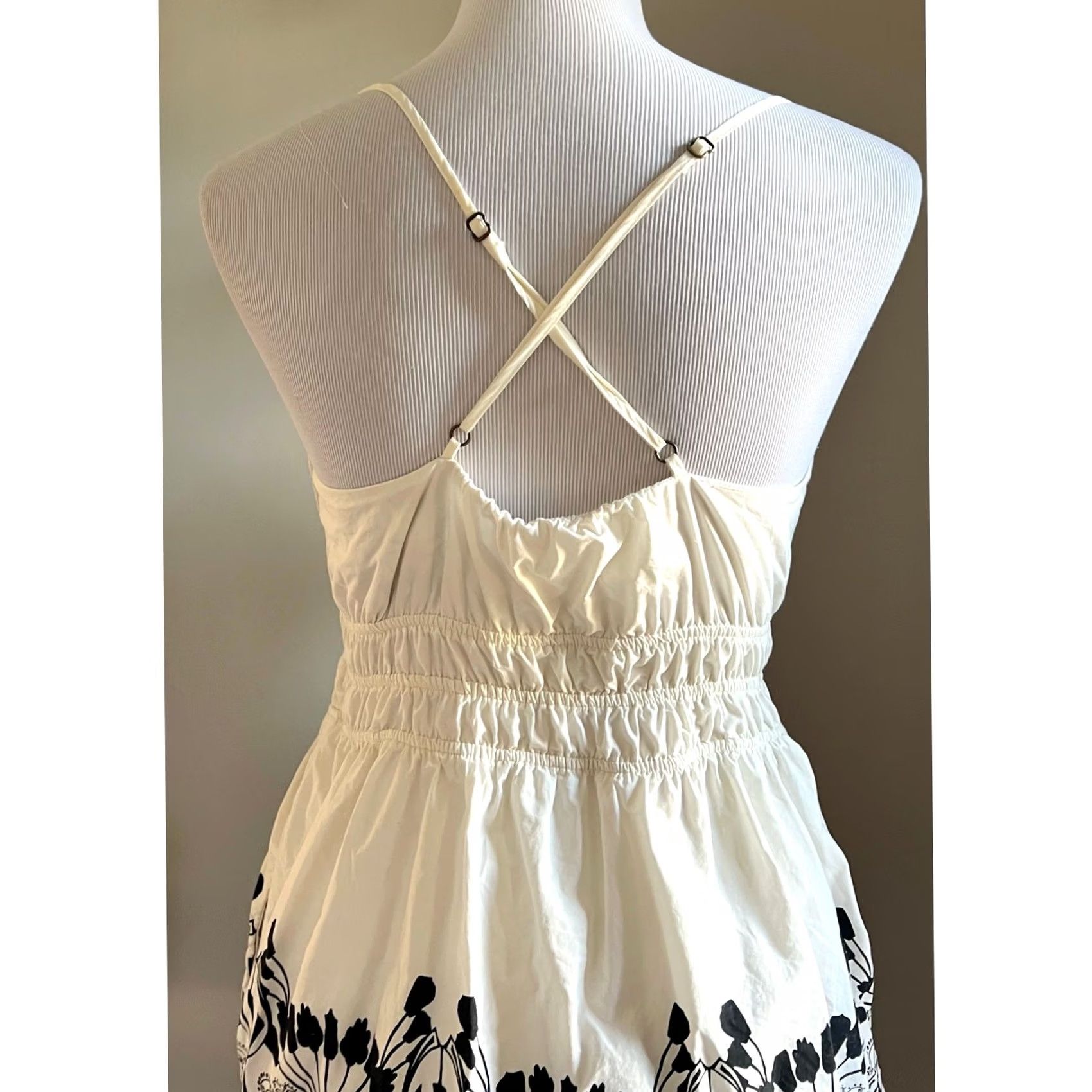 Anthropologie VINTAGE Anthropologie Somerset Strappy Mini Dress Black Ivory Cotton Boho Tiered Sz M Dress Women Mini 26" 16.5" 13" 25" Black Womens Size M / US 6-8 / IT 42-44 - 5 Thumbnail