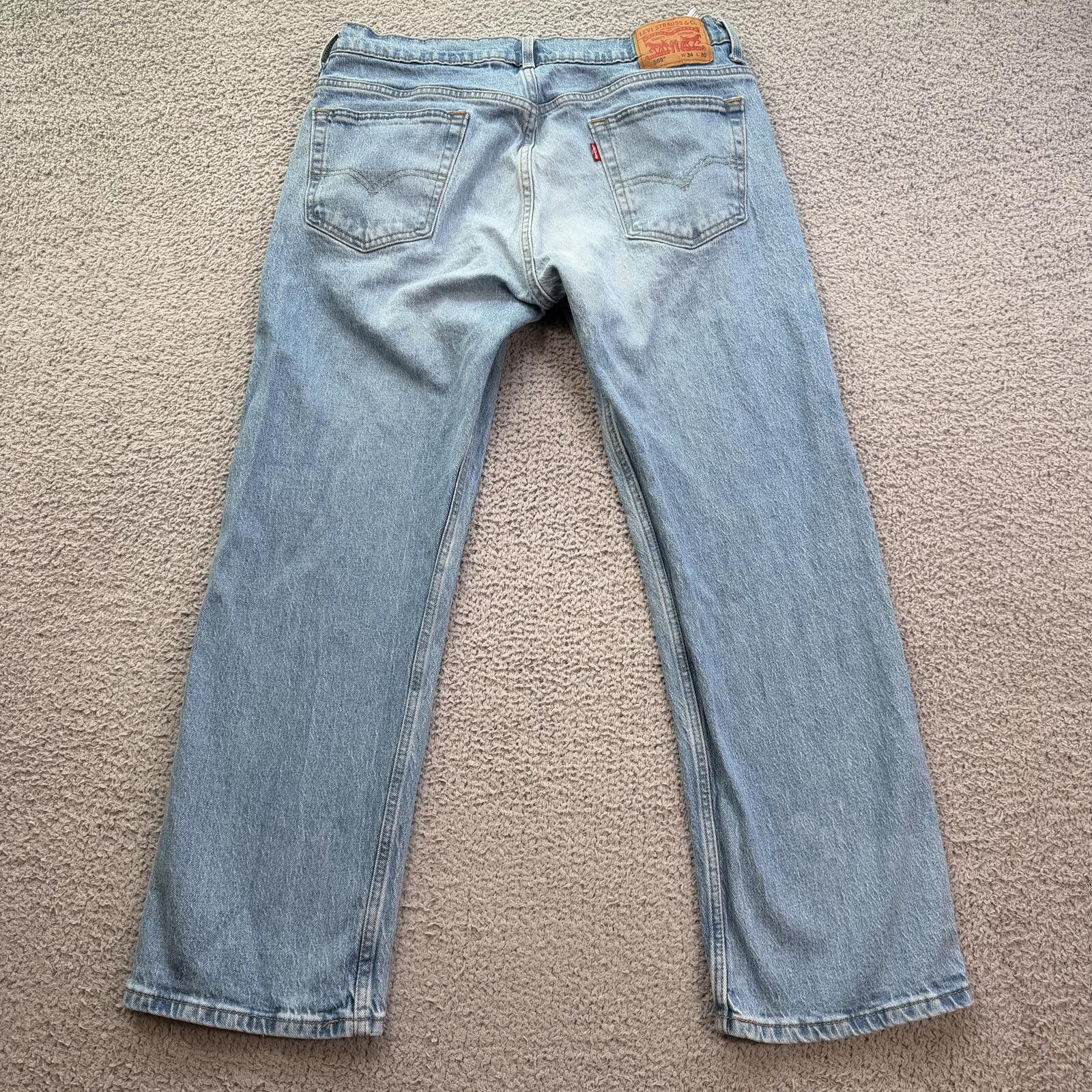 Levi's Levis 569 Loose Straight Jeans Light Wash Baggy Fit 34x30 Size US 34 / EU 50 - 2 Thumbnail