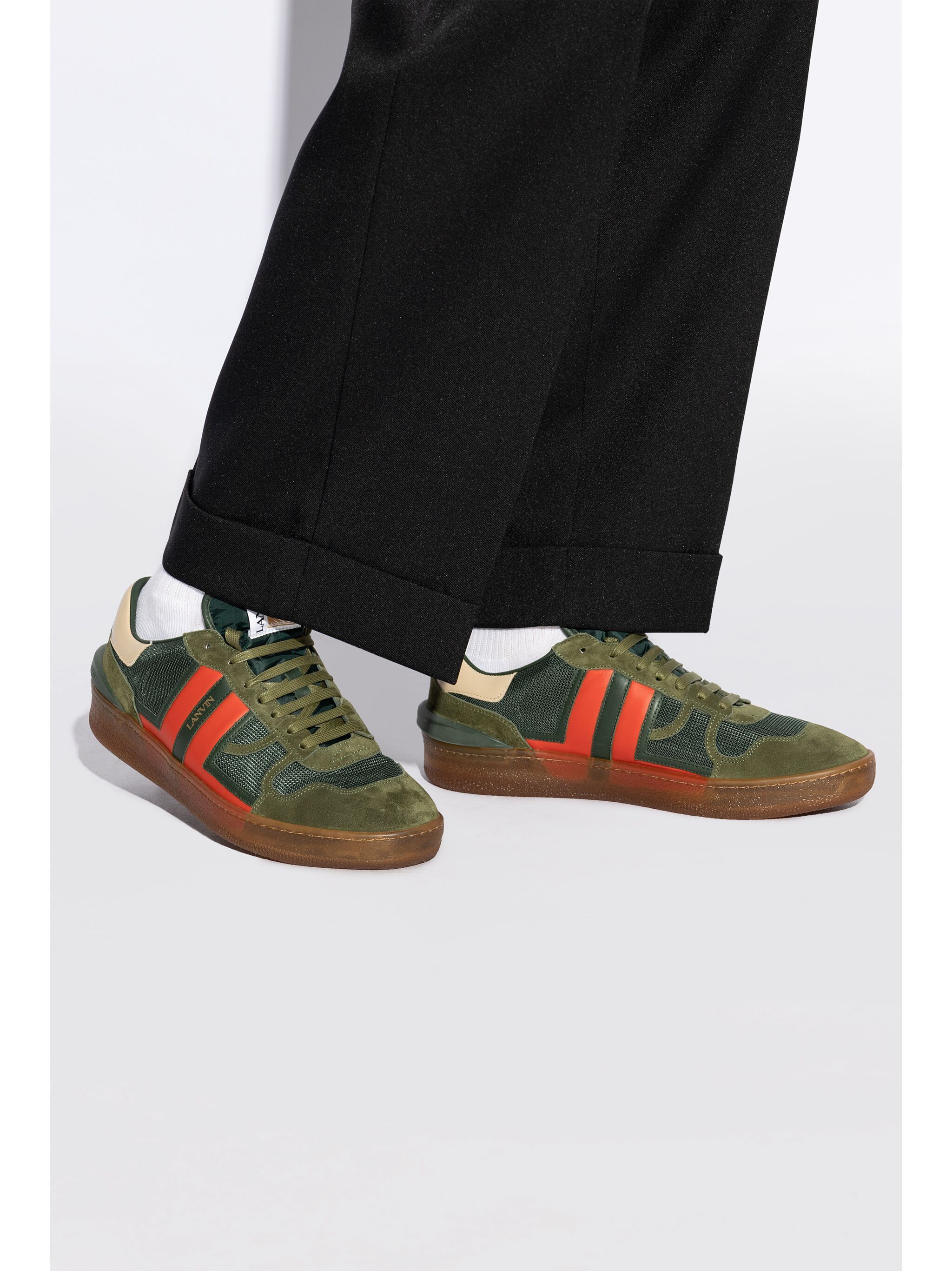 Lanvin o1s22i1n1024 Leather Mesh Clay Sneakers in Multicolor Size US 11 / EU 44 - 2 Thumbnail