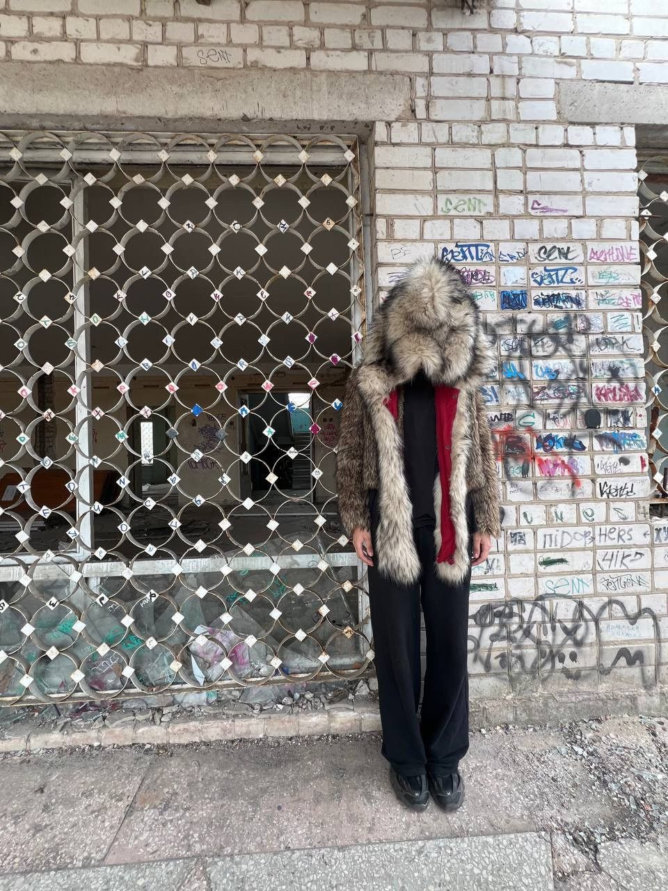 Vintage Y2K Opium Fuzzy Fur Bunny Hood Owens Style hat