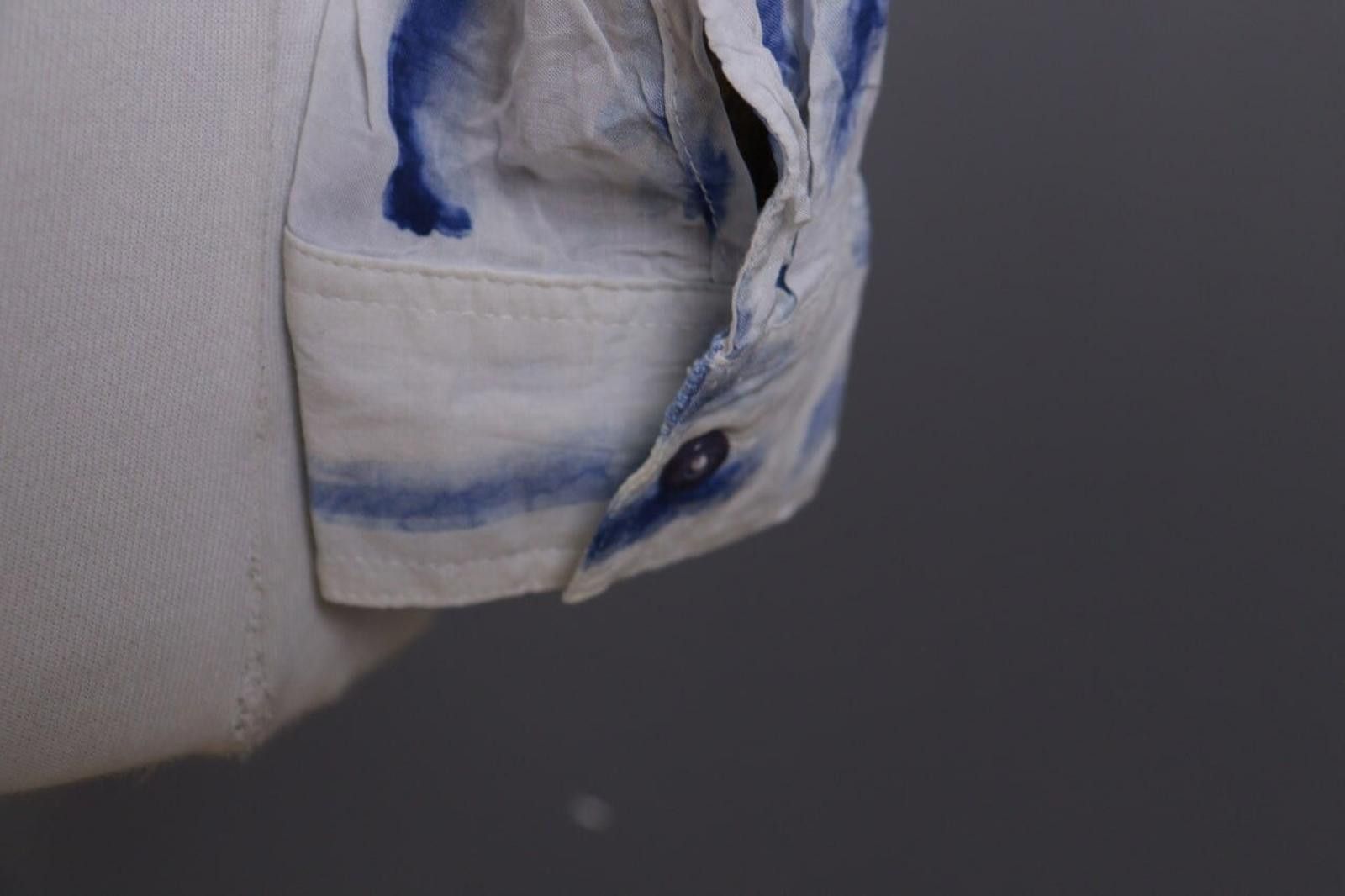Designer Emily Van Den Bergh White Blue Henley Blouse Shirt Size 38 Size M / US 6-8 / IT 42-44 - 11 Thumbnail
