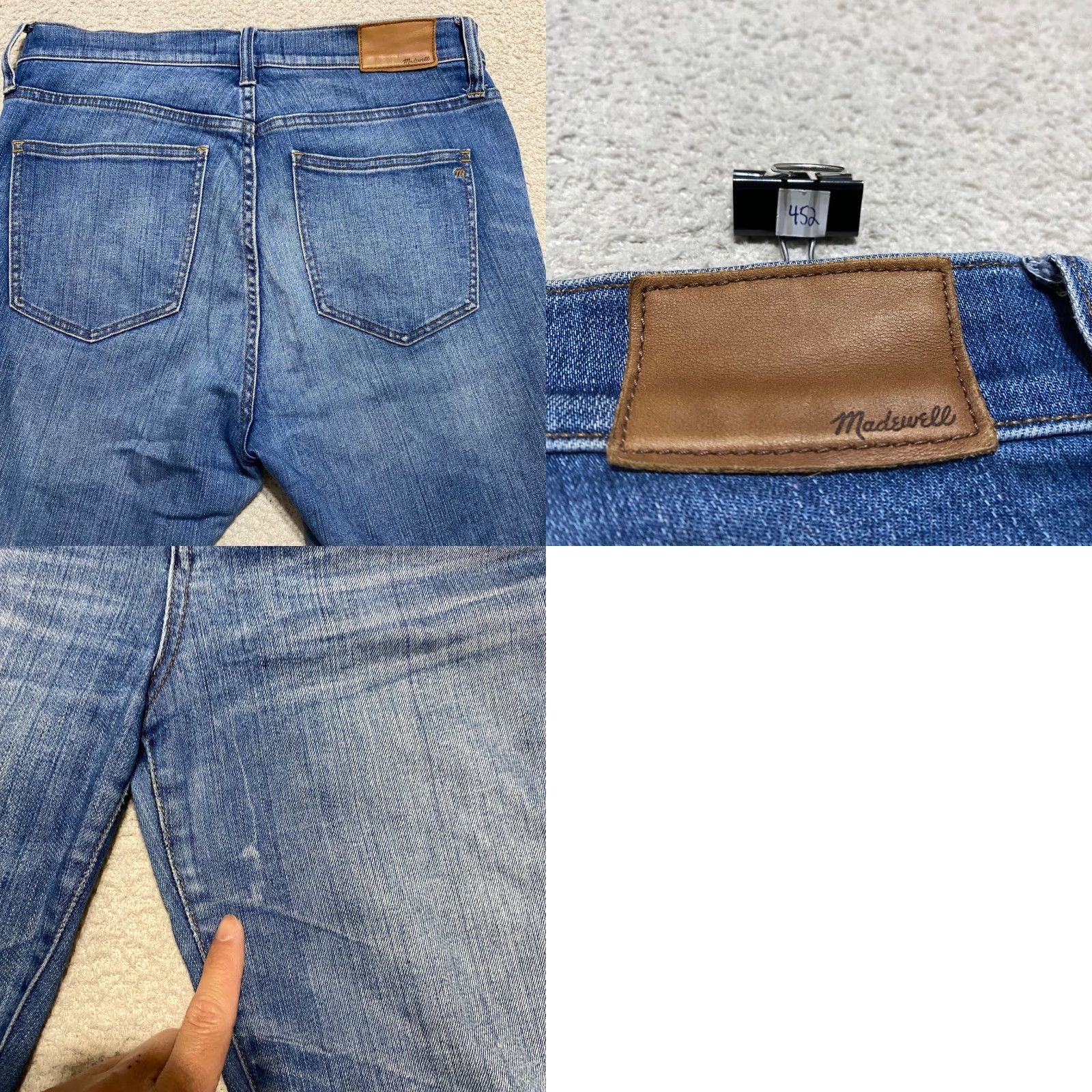 Madewell Madewell Jeans Womens Blue Denim High Rise Skinny 29 in. Distressed 5-Pocket Regular Rise Button Zip Hem Size 29" - 9 Thumbnail