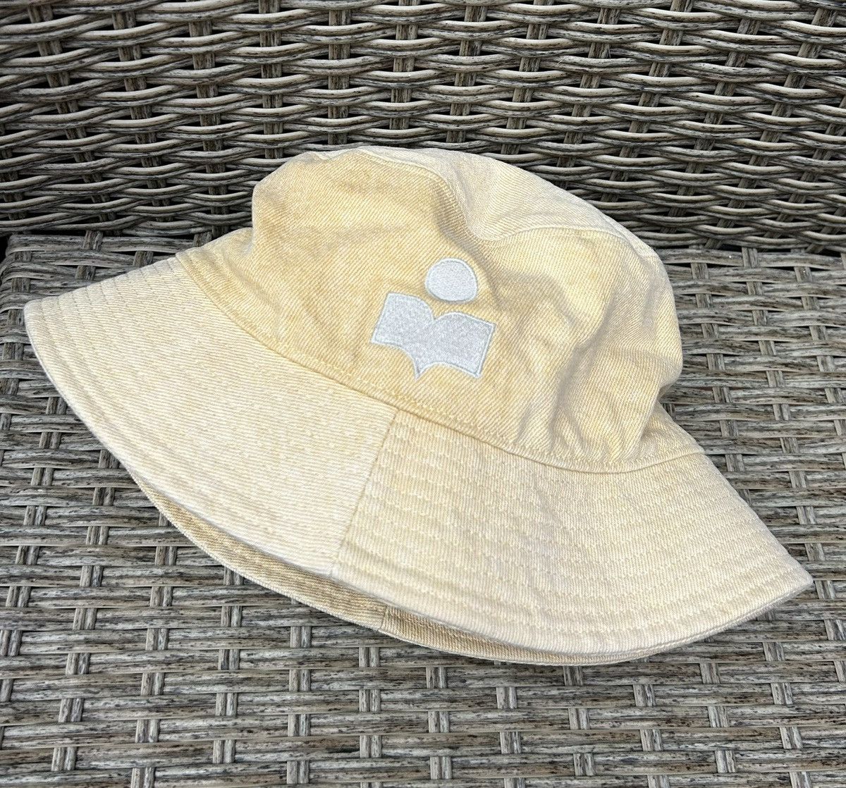 Isabel Marant Haley Bucket Hat Washed Yellow Denim Size 56