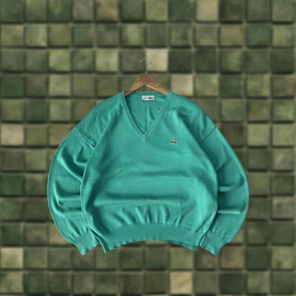 Lacoste VINTAGE Lacoste Sweater Mens Pullover V-Neck Gray 90s Casual Size M-L Size US M / EU 48-50 / 2 - 1 Thumbnail