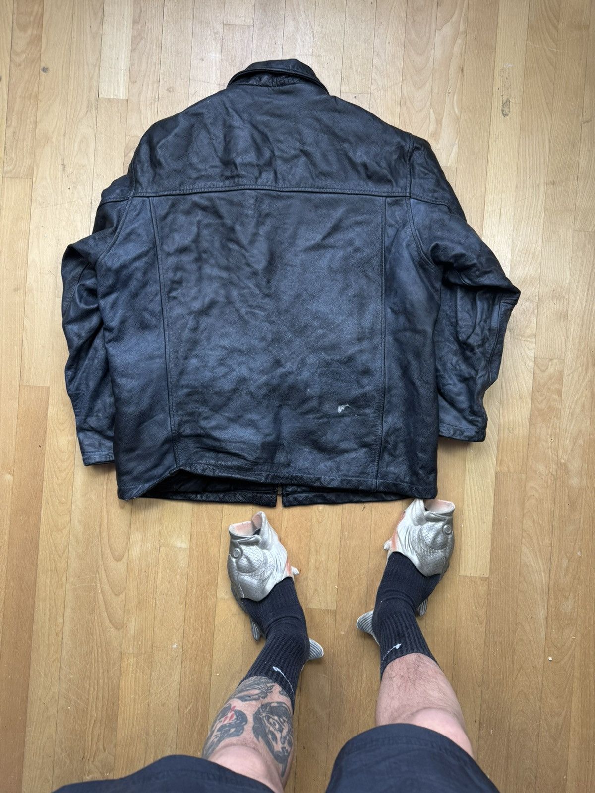 Vintage Vintage Leather Bomber Jacket Racing Moto Schott Style 90s Size US L / EU 52-54 / 3 - 4 Thumbnail