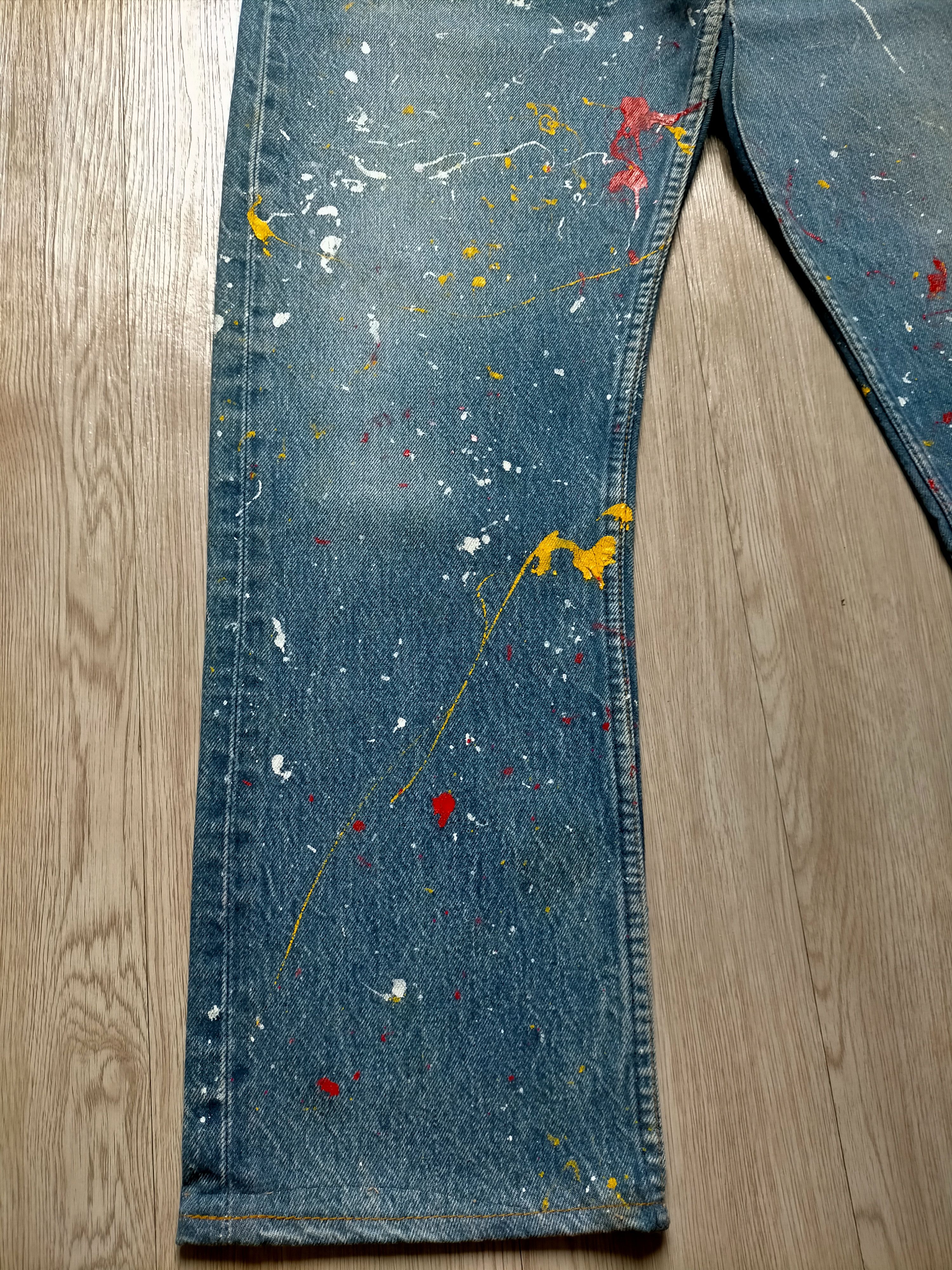 Levi's Vintage 80s Levis 501 usa Painted Denim Jeans Size US 33 - 9 Thumbnail