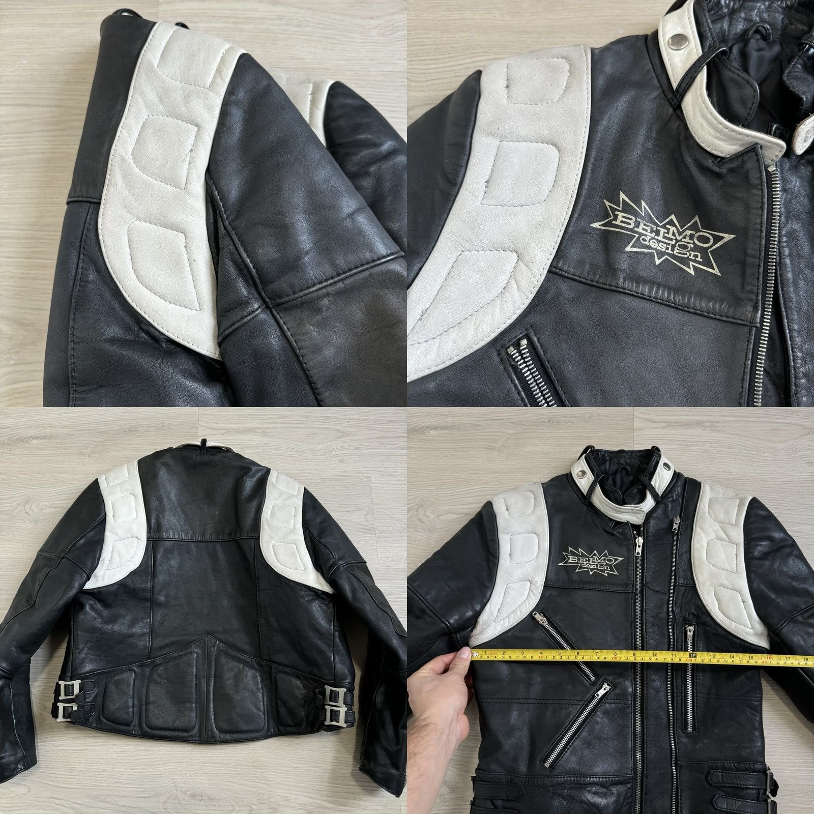 Vintage VINTAGE Belmo Design Leather Jacket Moto Motorcycle Multi Zip Size 38 Men Black 80s Size US XXS / EU 40 - 8 Thumbnail